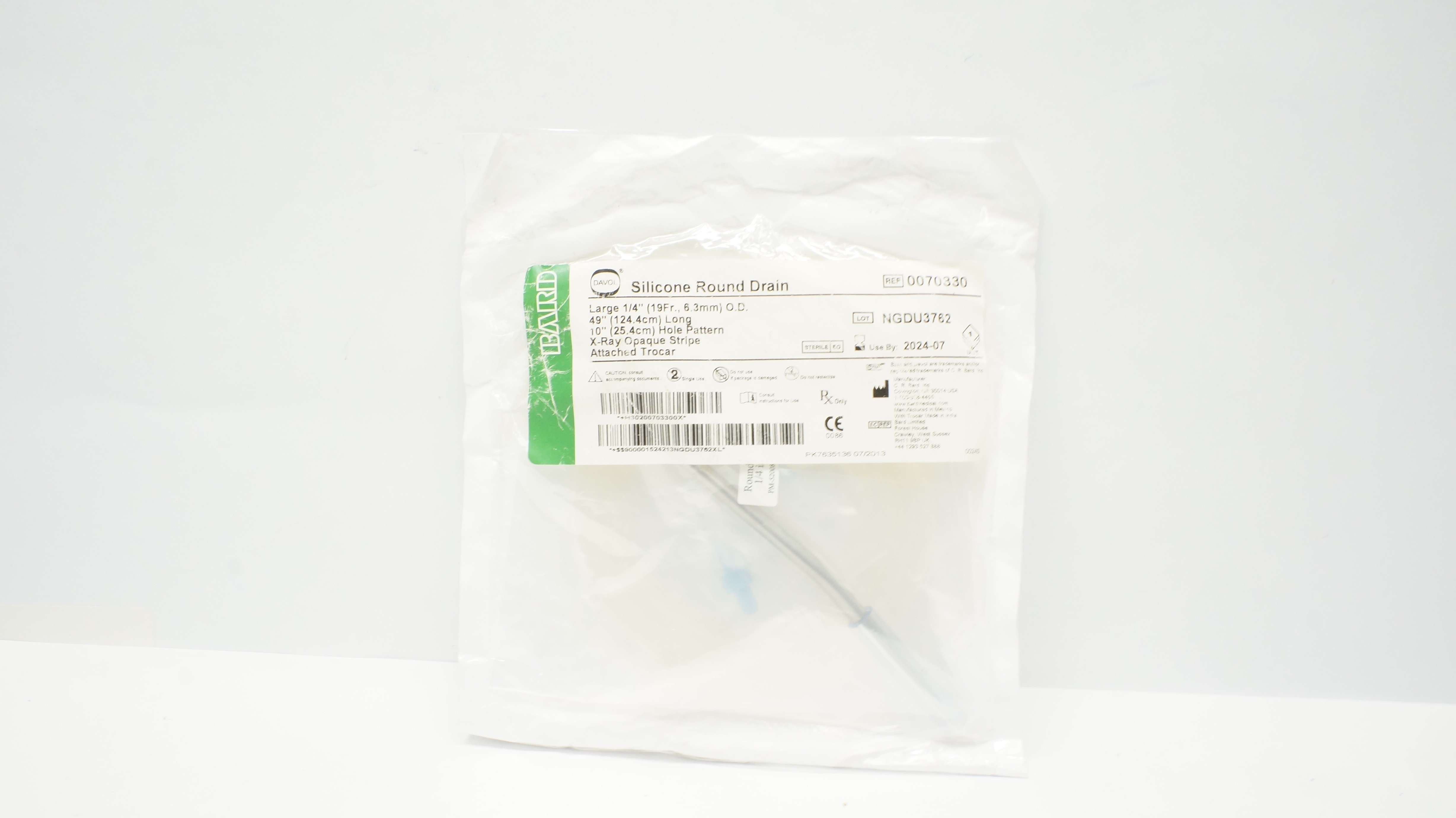 Bard 0070330 Silicone Round Drain Large 1/4inch O.D x 49inch x 10inch (x)