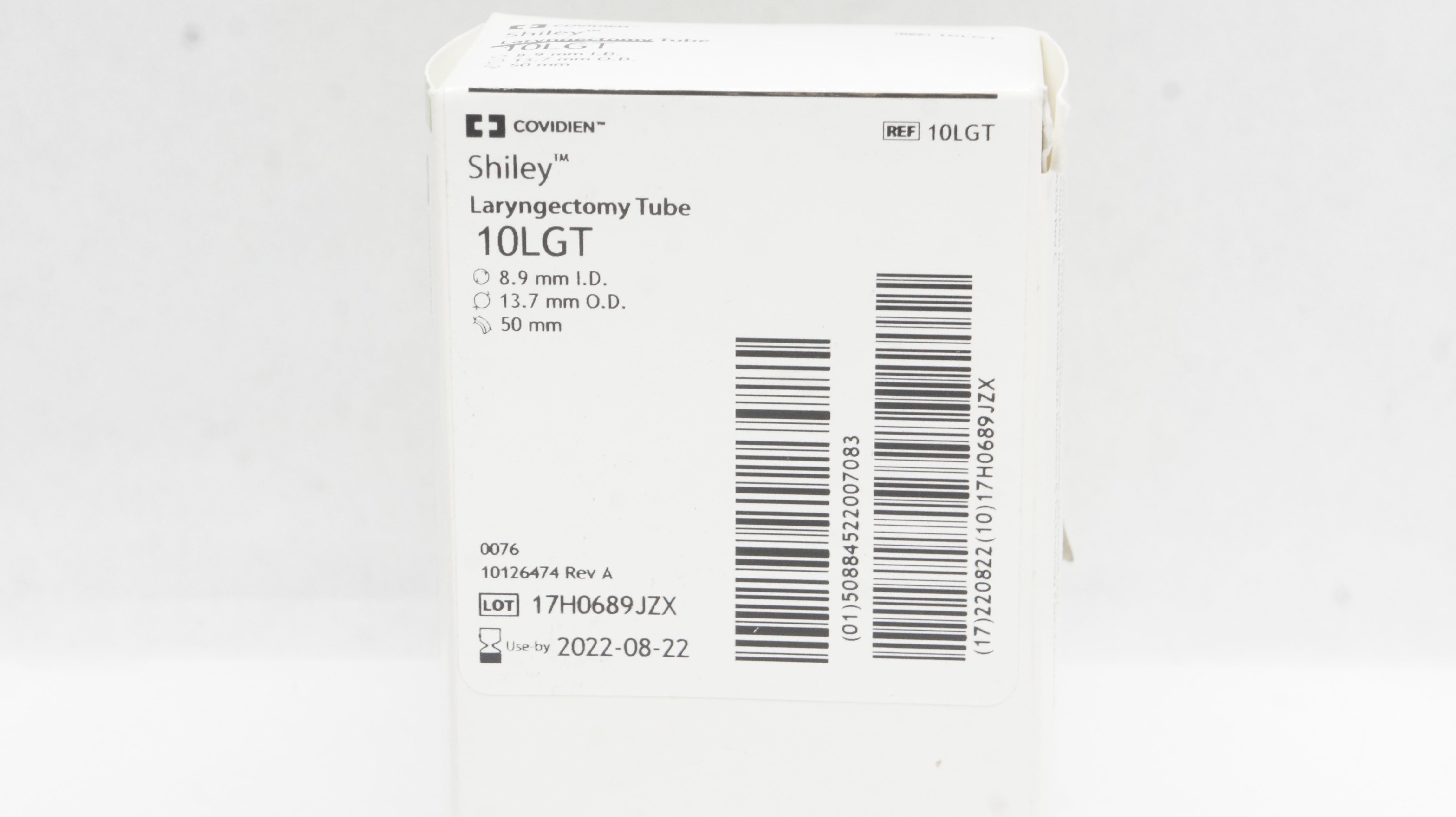 Covidien 10LGT Shiley Laryngectomy Tube 8.9mm ID x 13.7mm OD x 50mm (x)