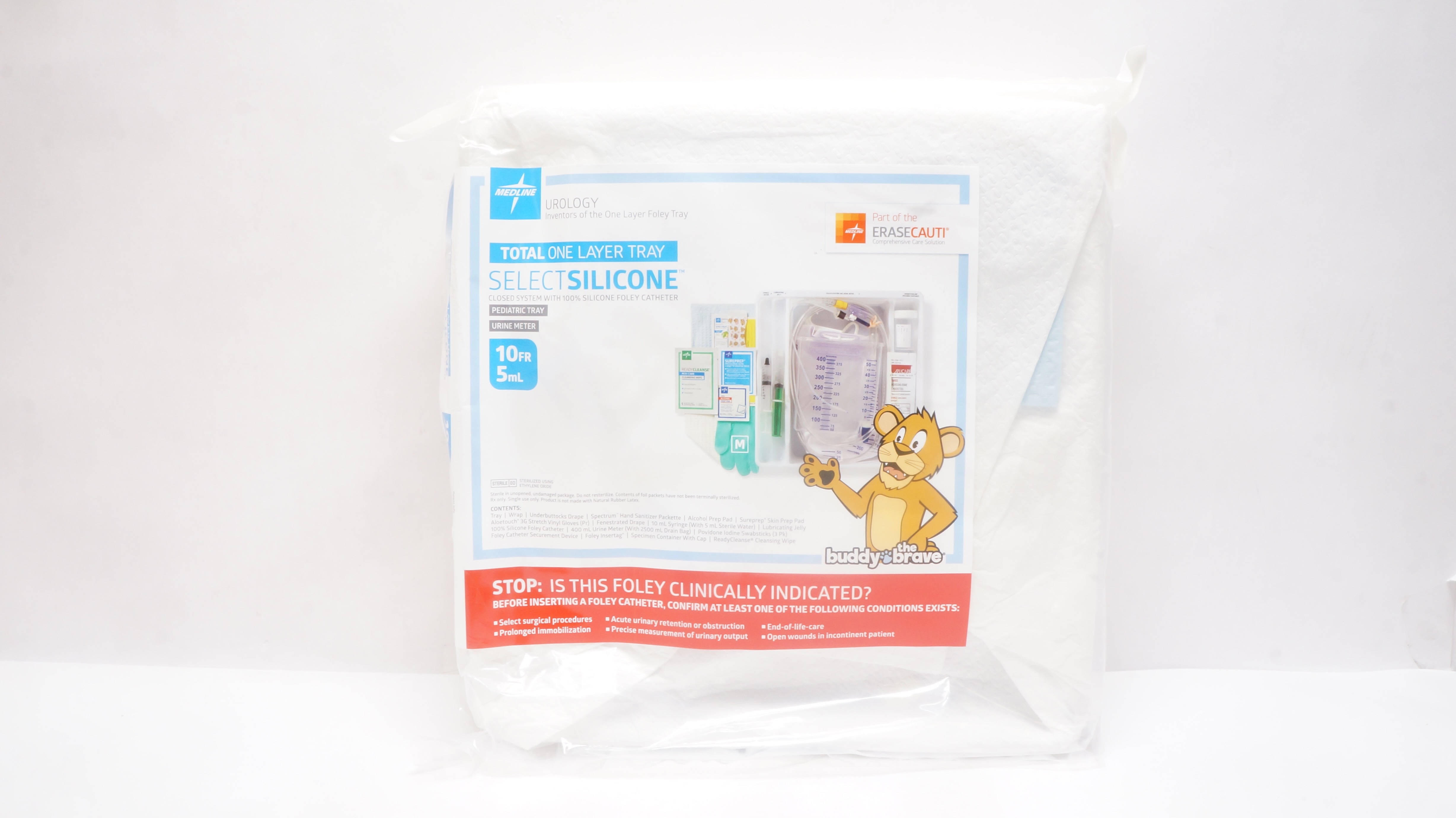 Medline URO170810 Total 1 Layer Tray Silicone 100% Foley Cath. 10Fr  5mL (x)