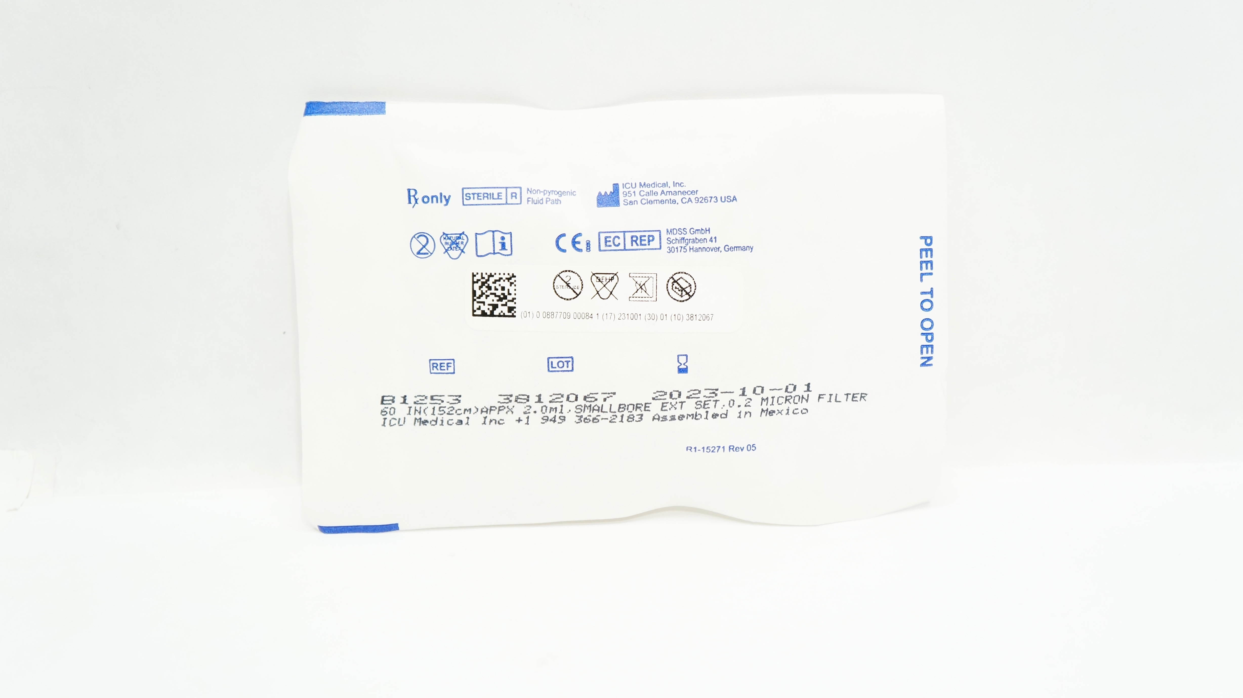 ICU Medical B1253 60inchAppx. 2.0mL, Smallbore Extension Set 0.2Micron Filter