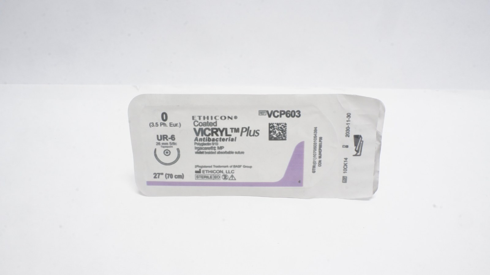 ETHICON VCP603 Coated VICRYL Plus Antibacterial Suture 0 27"
