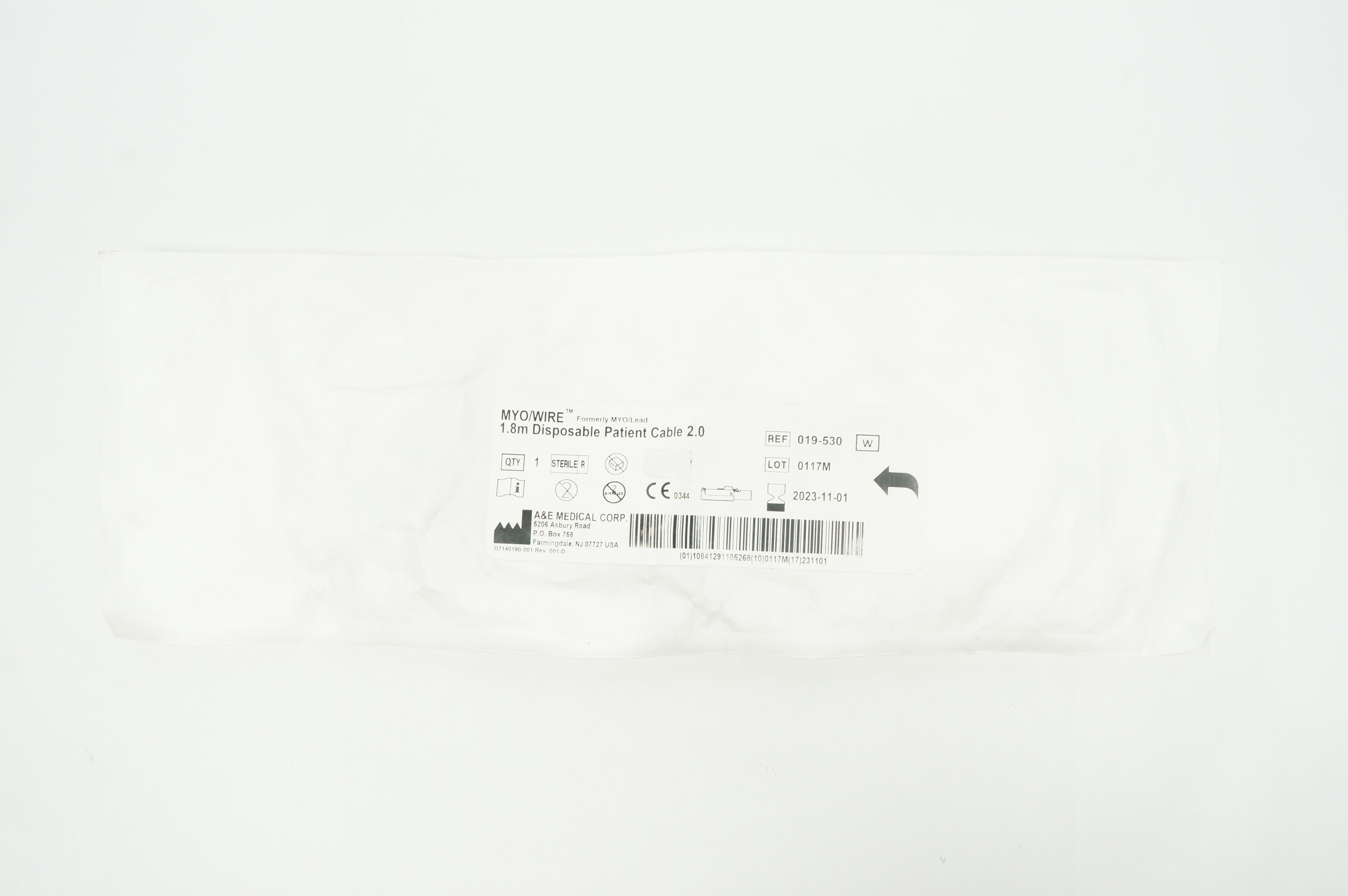 A&E 019-530 MYO/Wire  1.8 mm Disposable Patient Cable 2.0