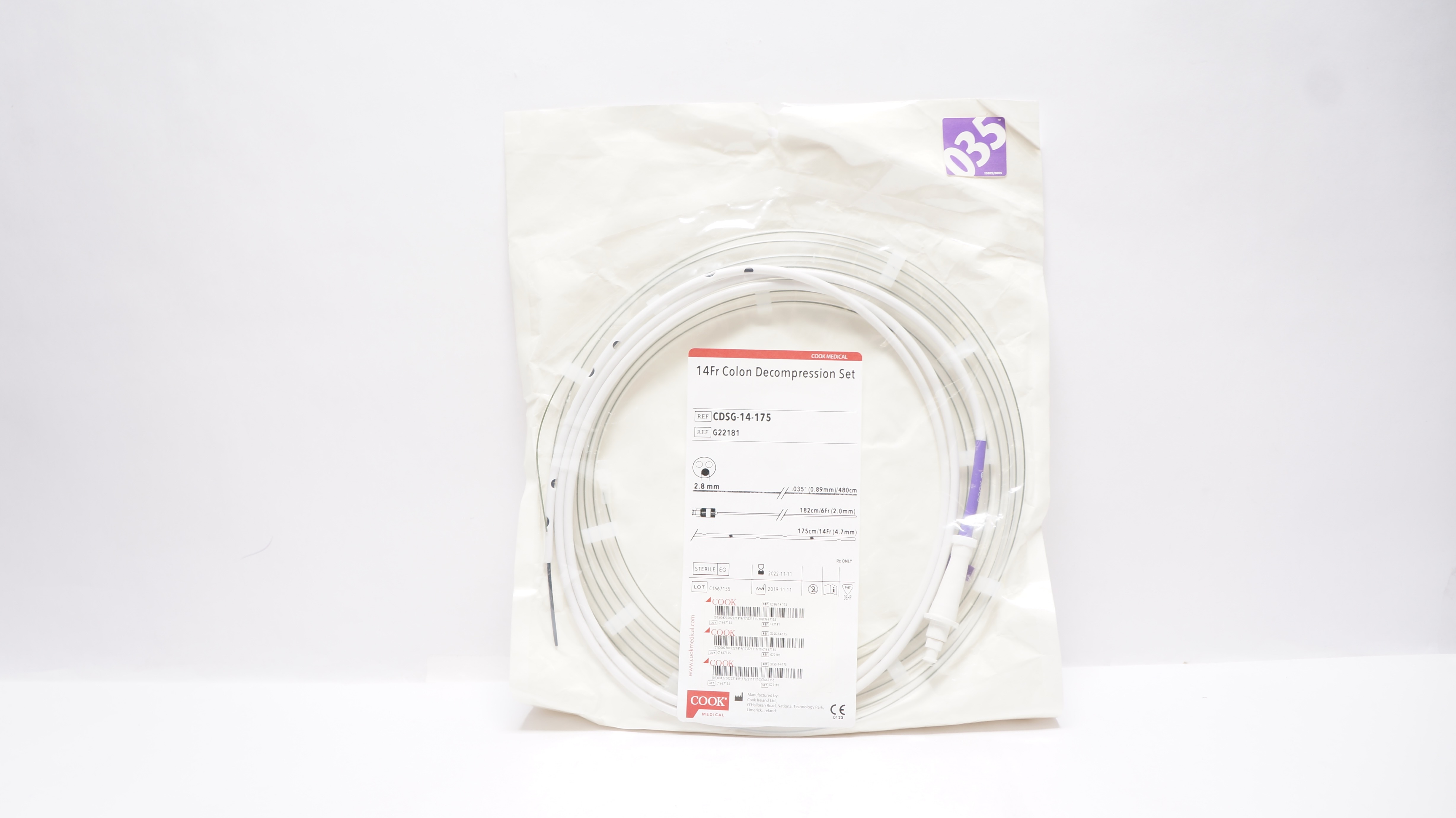 Cook Medical G22181 Colon Decompression Set 14Fr .035inch x 182 x 175cm (x)