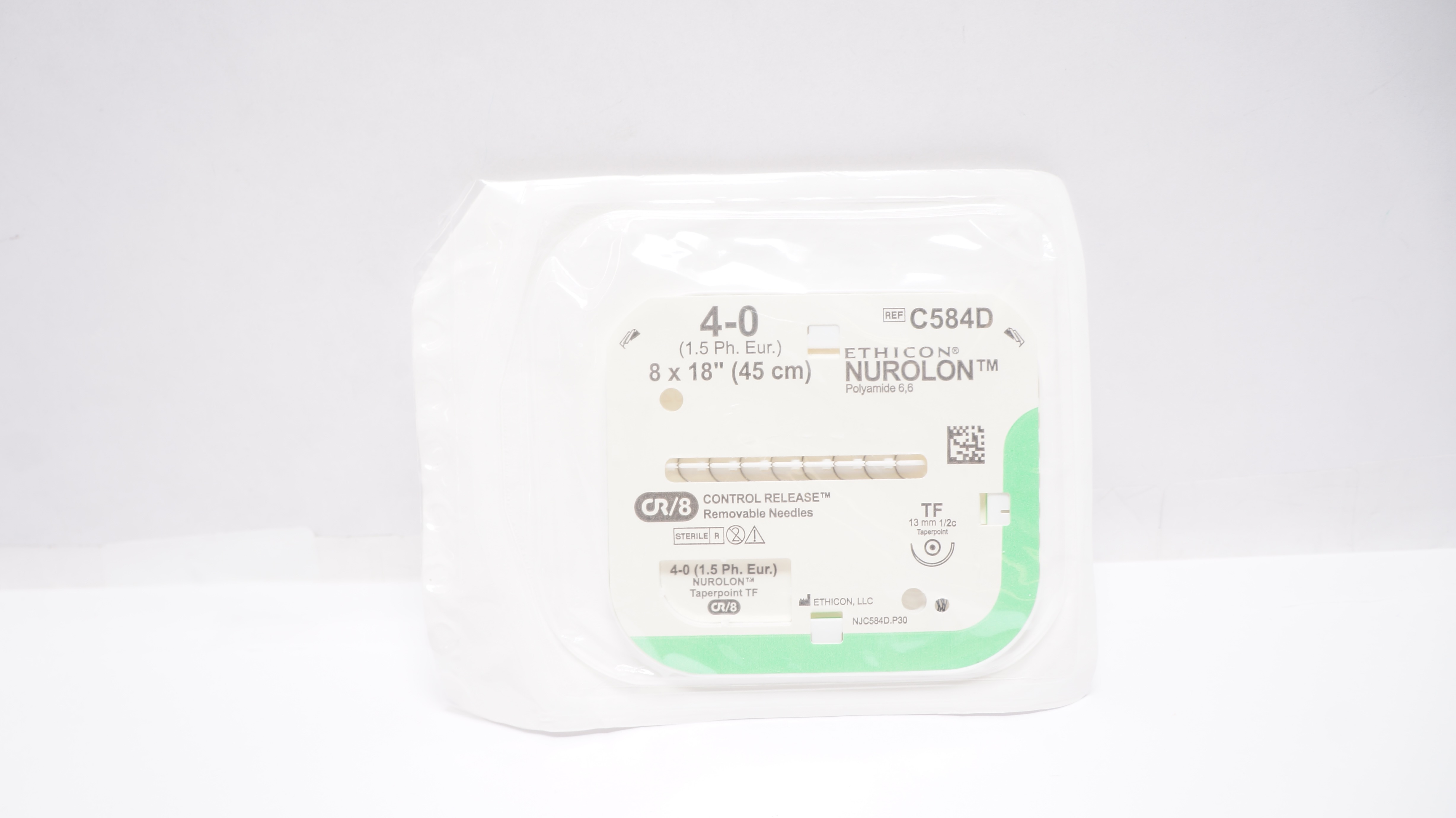 Ethicon C584D 4-0 NUROLON Braided Stre TF 13mm 1/2c Taperpoint 8 x 18inch