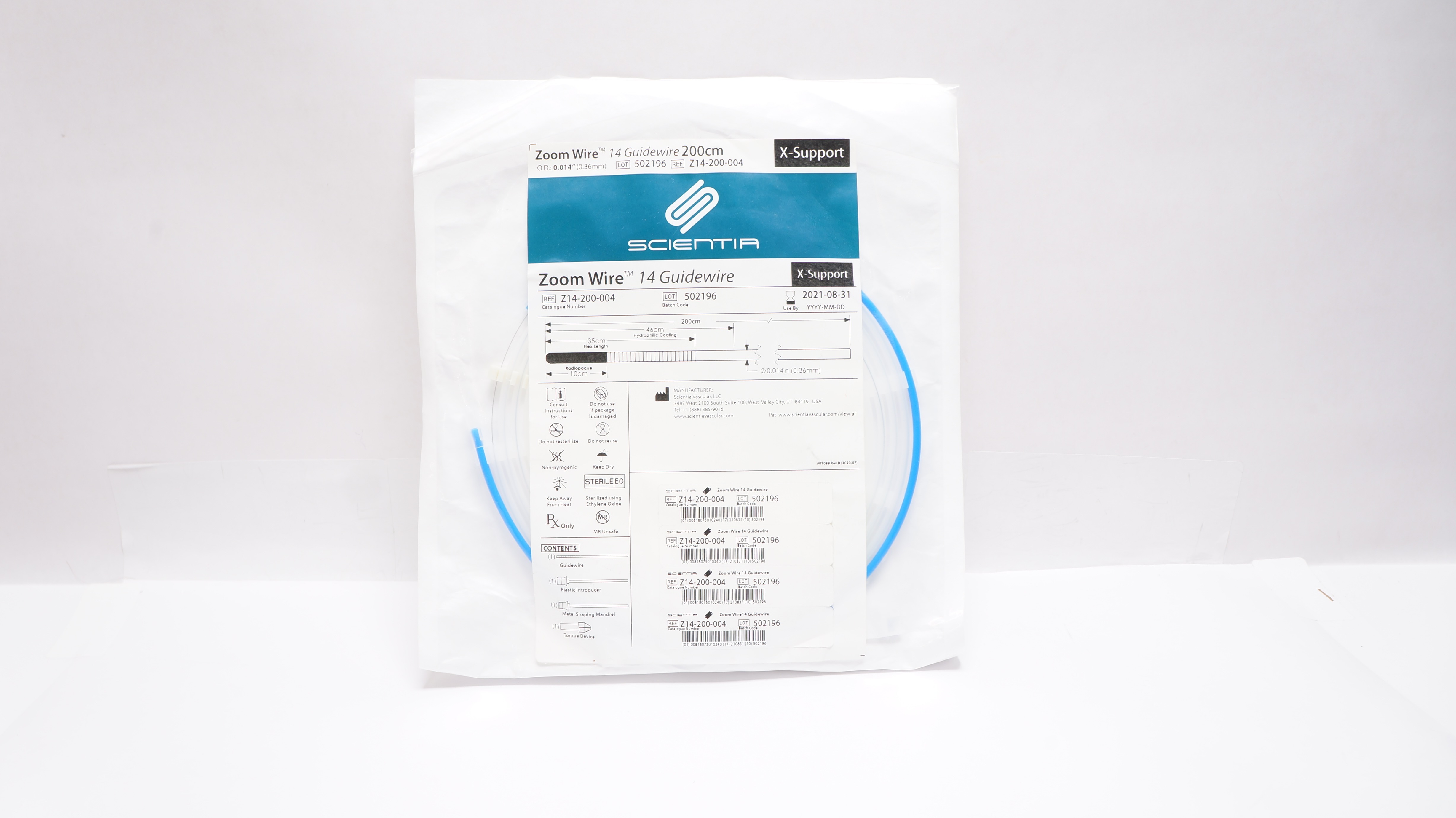 Scientia Vascular Z14-200-004 Zoom Wire 14 Guidewire 200 cm, X-Suppor (x)