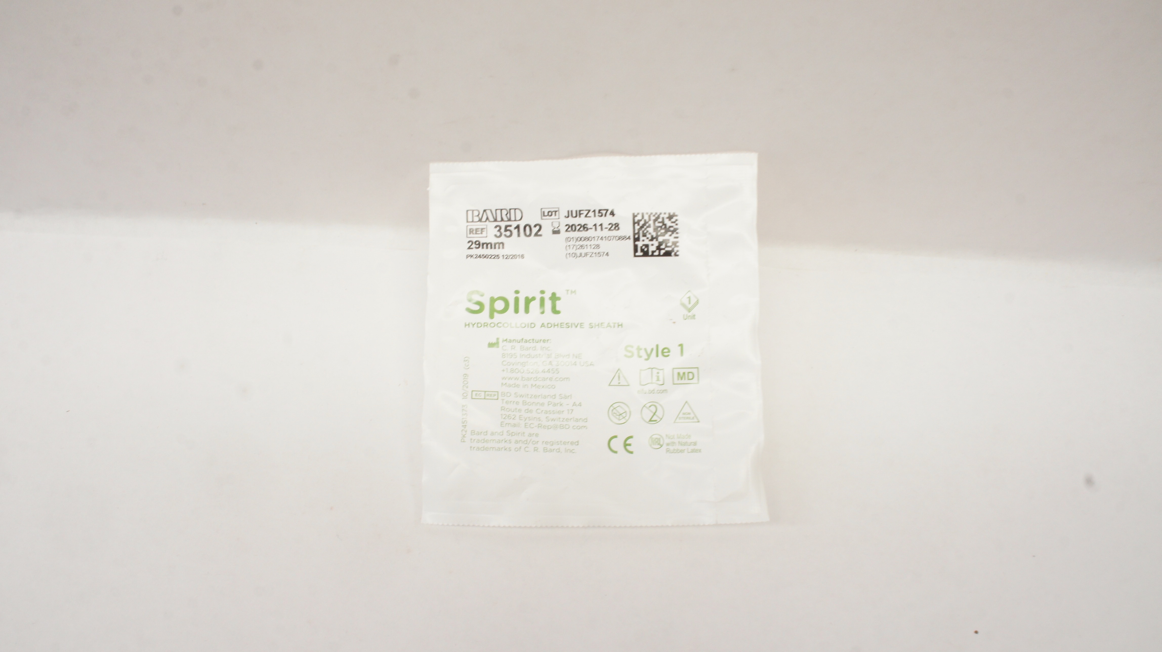 Bard 35102 Spirit Hydrocolloid Adhesive Sheath 29mm