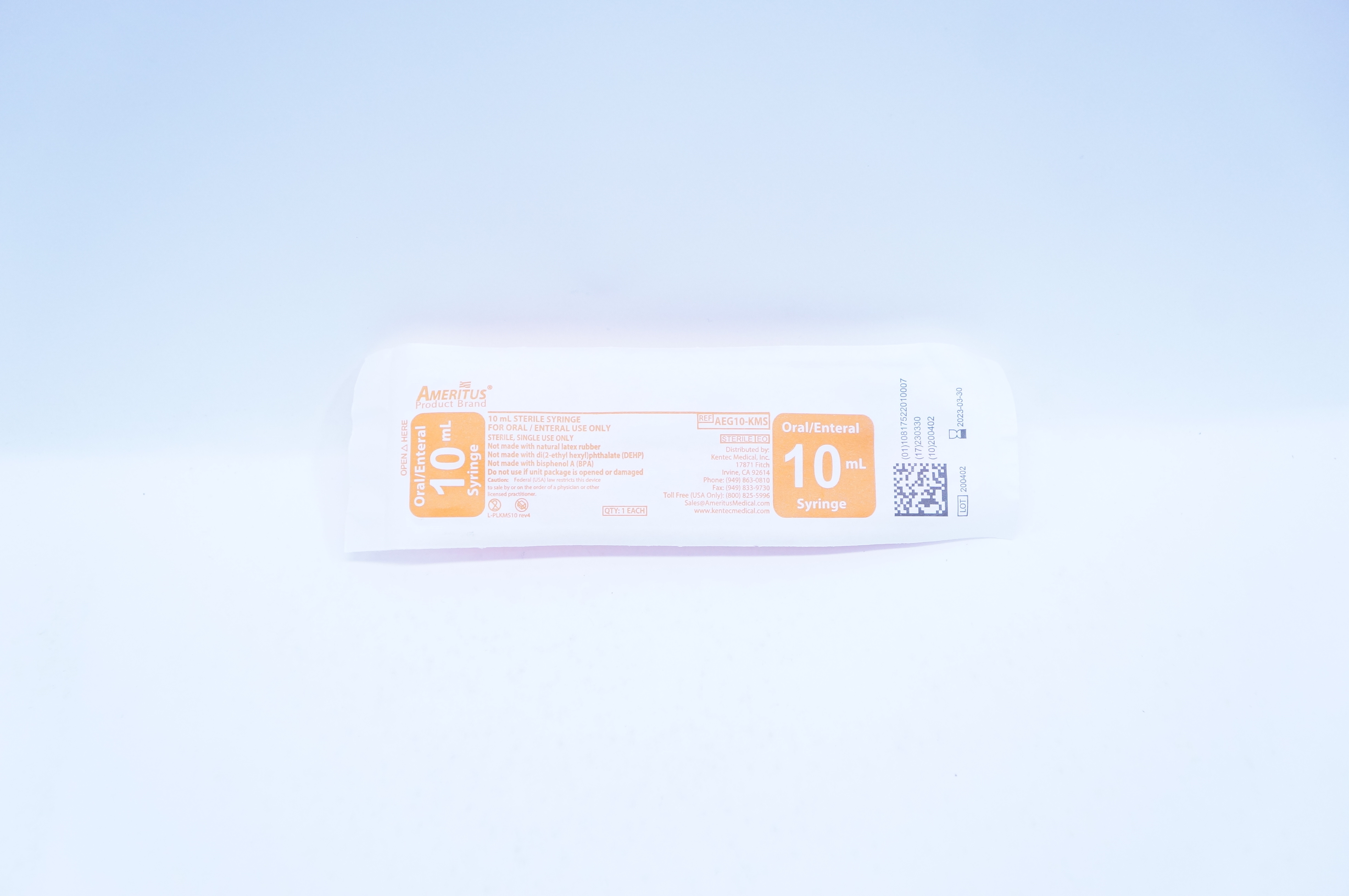 Ameritus AEG10-KMS Oral/Enteral Syringe 10ml