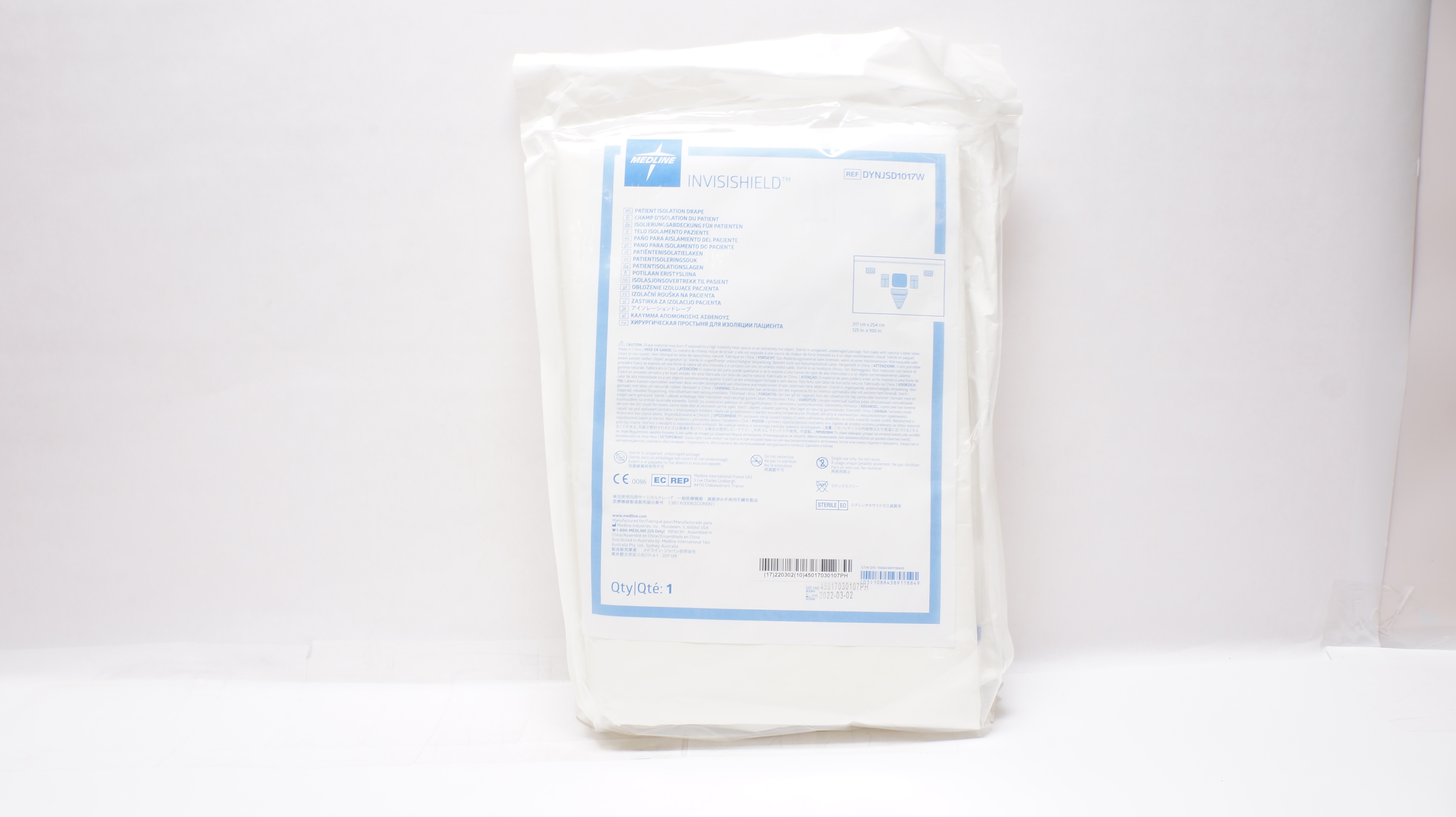 Medline DYNJSD1017W INVISISHIELD Patient Isolation Drape 125 x 100inch (x)