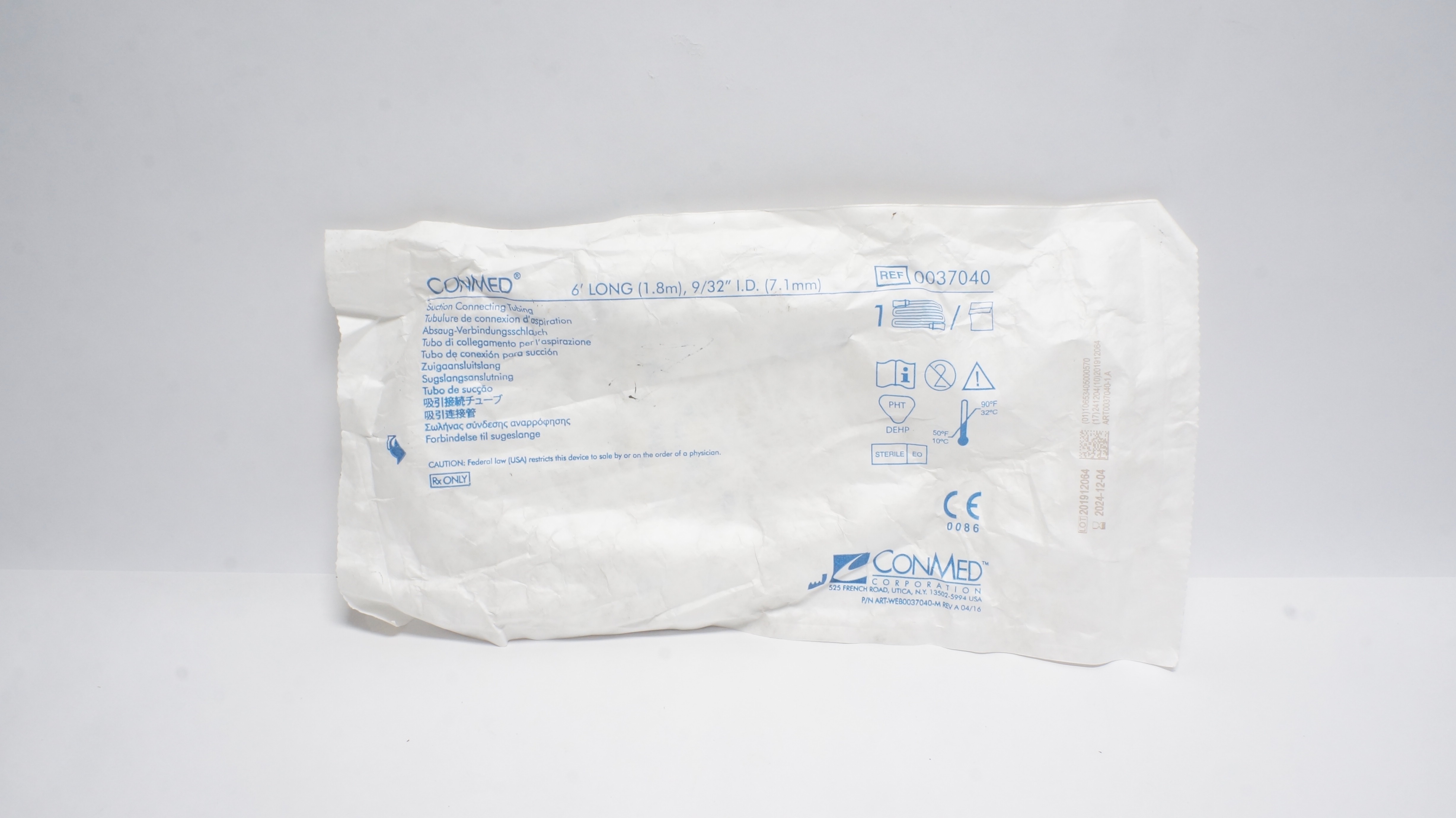 ConMed  0037040 Suction Connecting Tubig 6Ft. Long x 9/32In  I.D. (x)