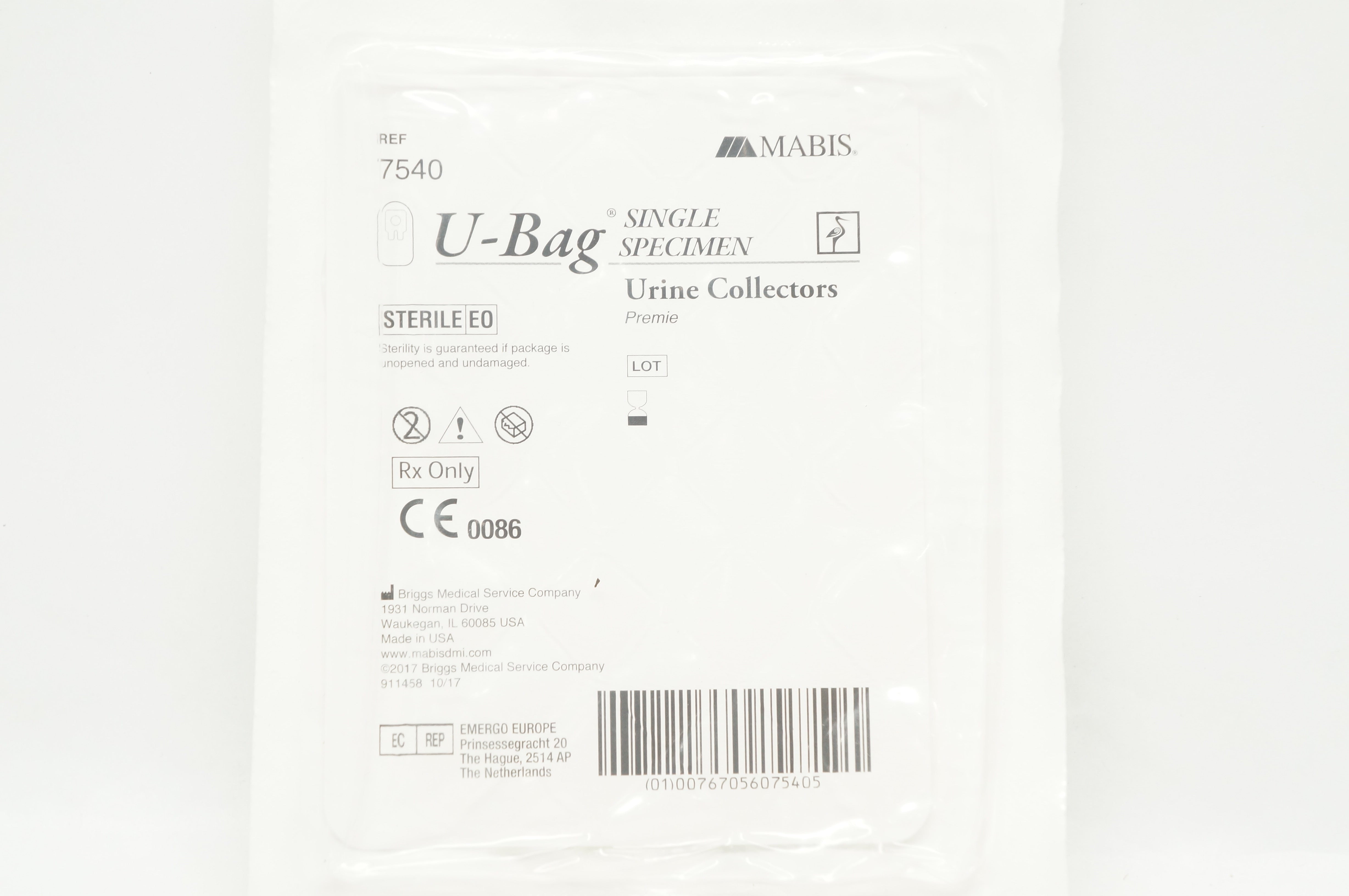 Briggs Medical 7540 Mabis U-Bag Single Specimen Urine Collectors, Premie (x)