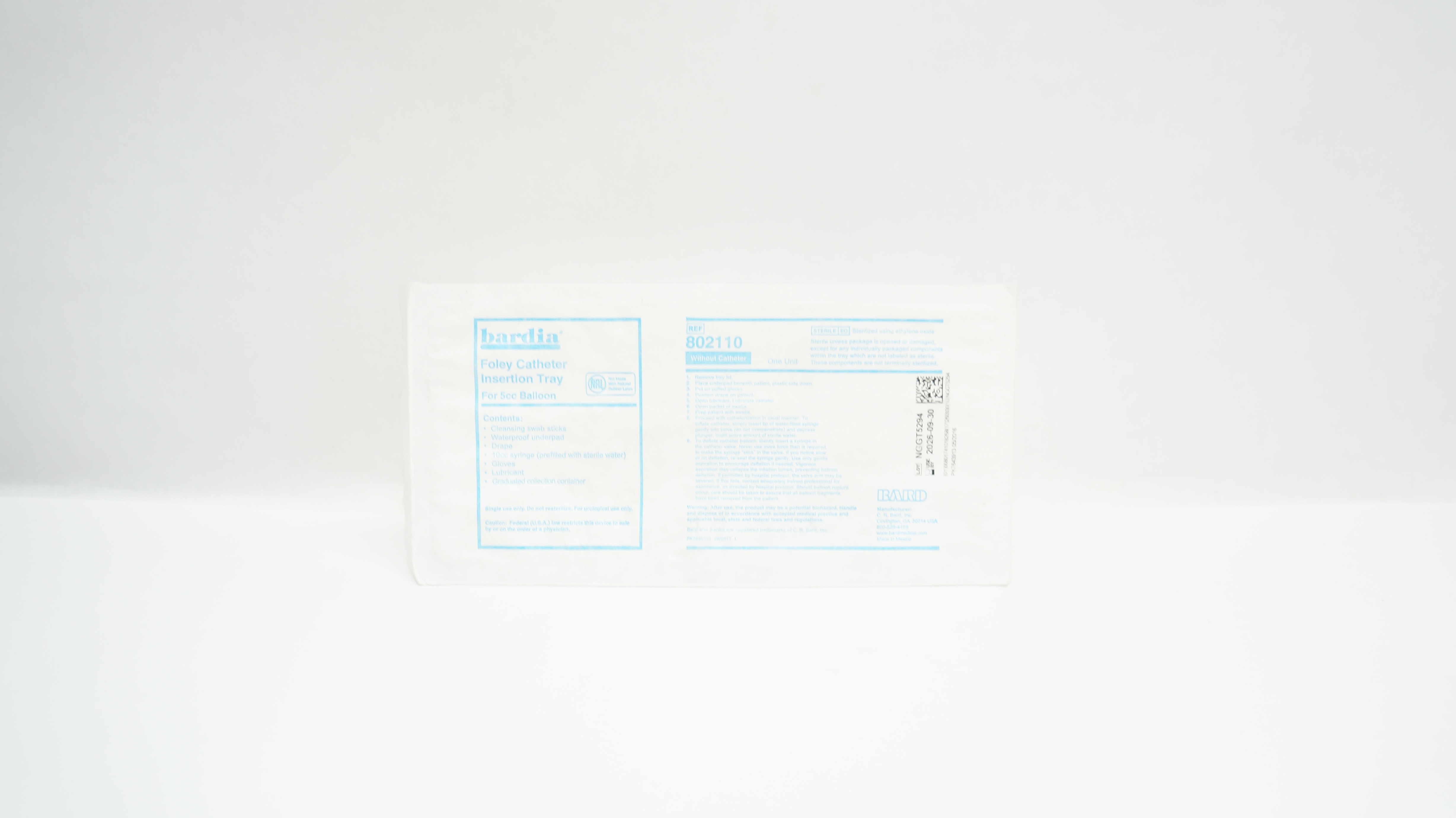 Bard 802110 Bardia Foley Cath. Insertion Tray w/o Cath.