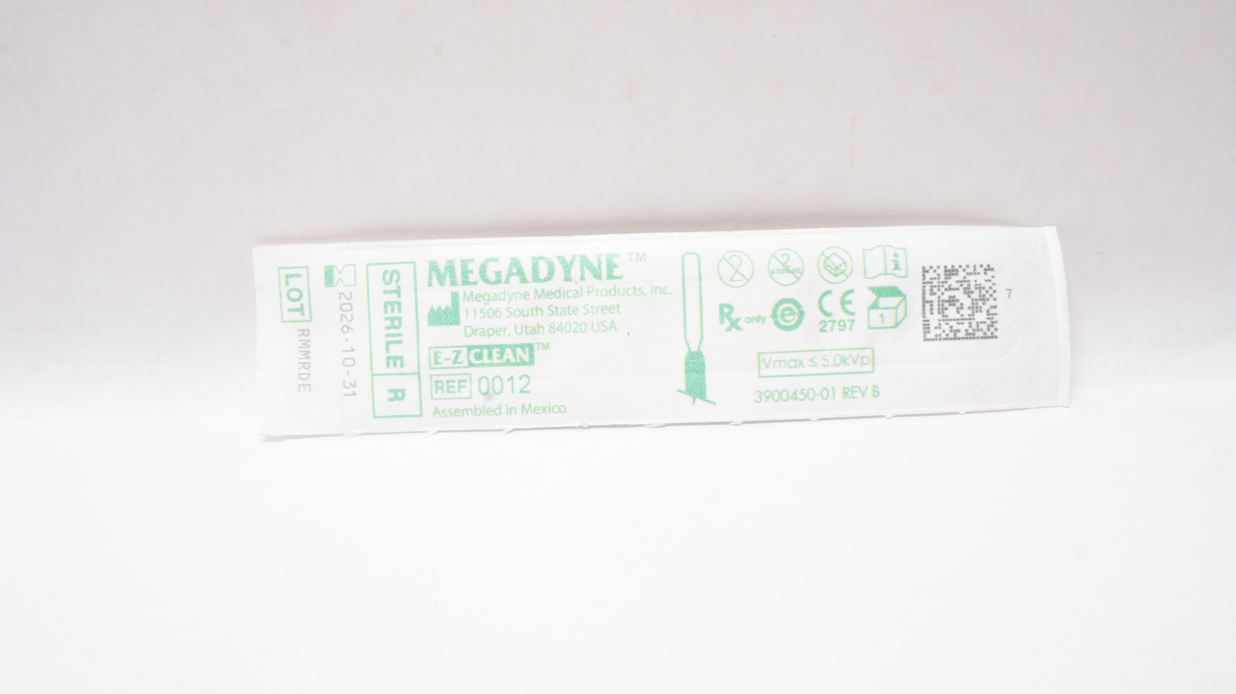 Megadyne Medical 0012 E-Z Clean Draper Utah Vmax ≤5.0kVp