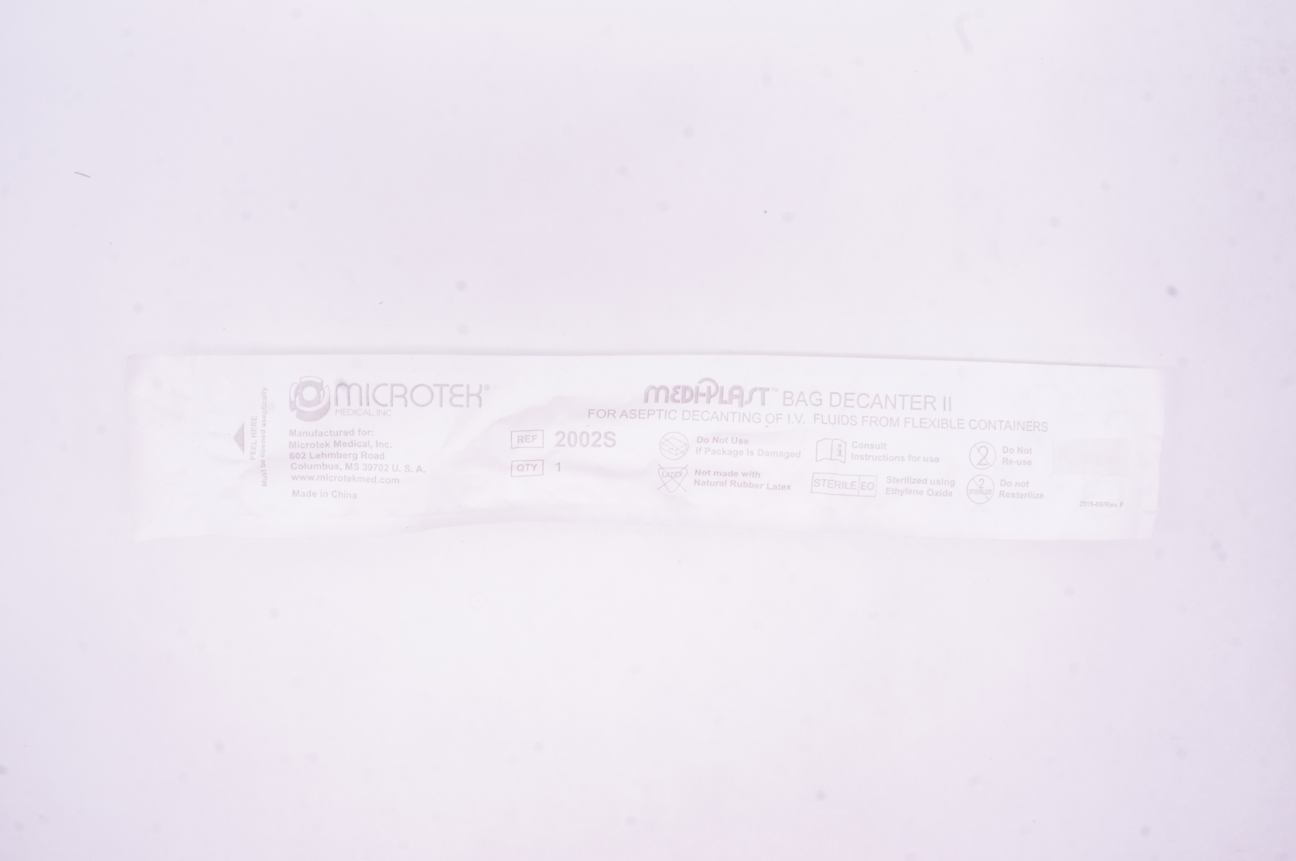 Microtek Medical 2002S Bag Decanter II