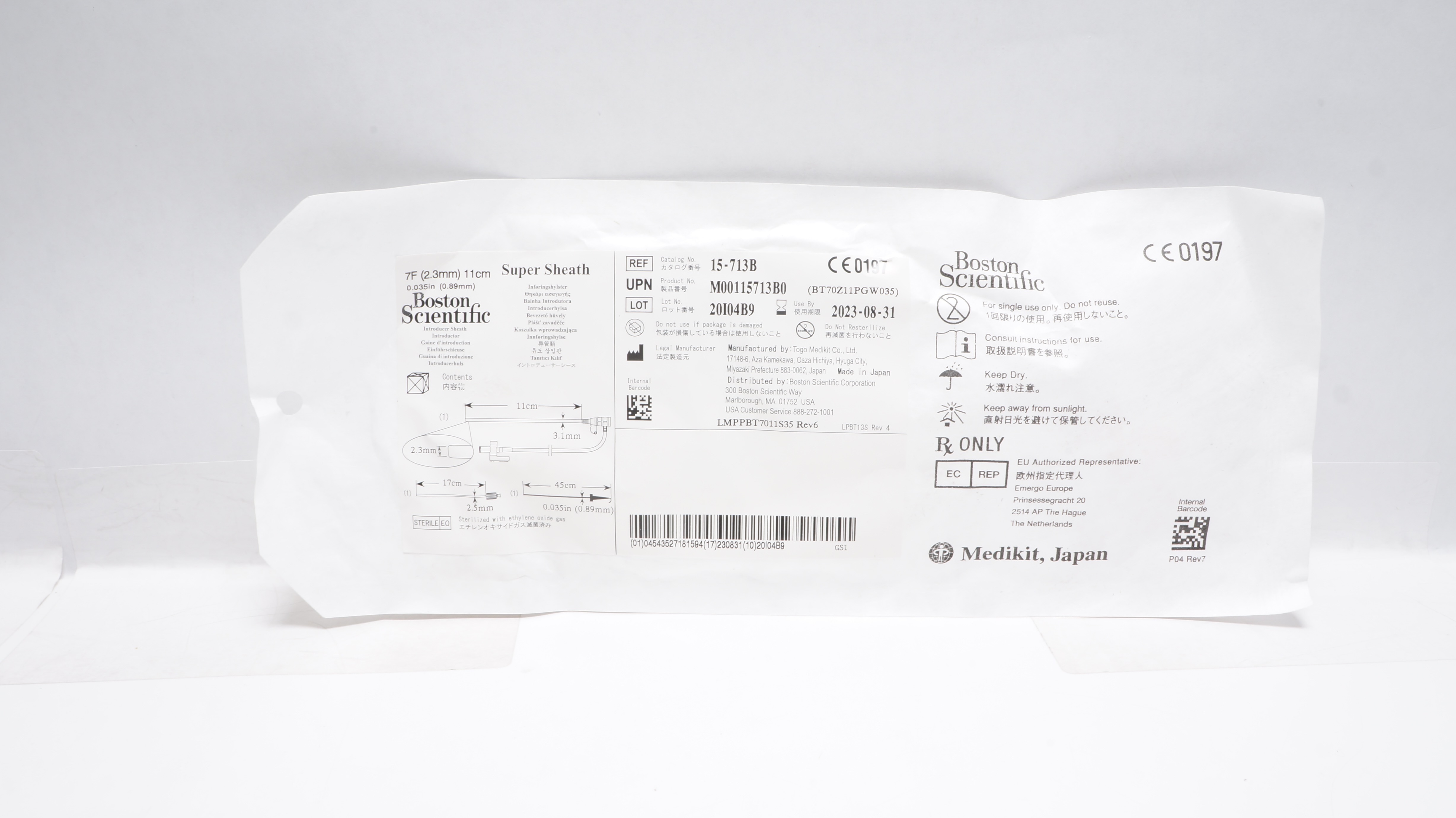 Boston Scientific 15-713B Super Sheath Introducer 7Fr x 11cm (x)