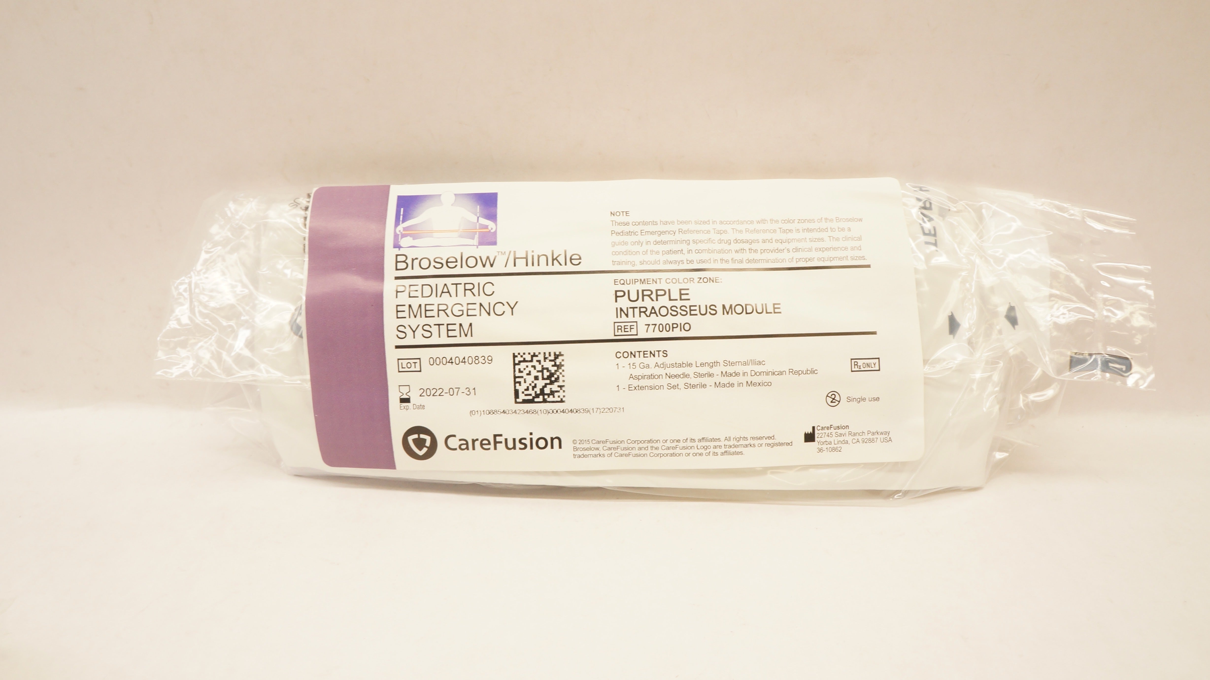 CareFusion 7700PIO Pediatric Emergency System Purple, Intraosseus Module (x)