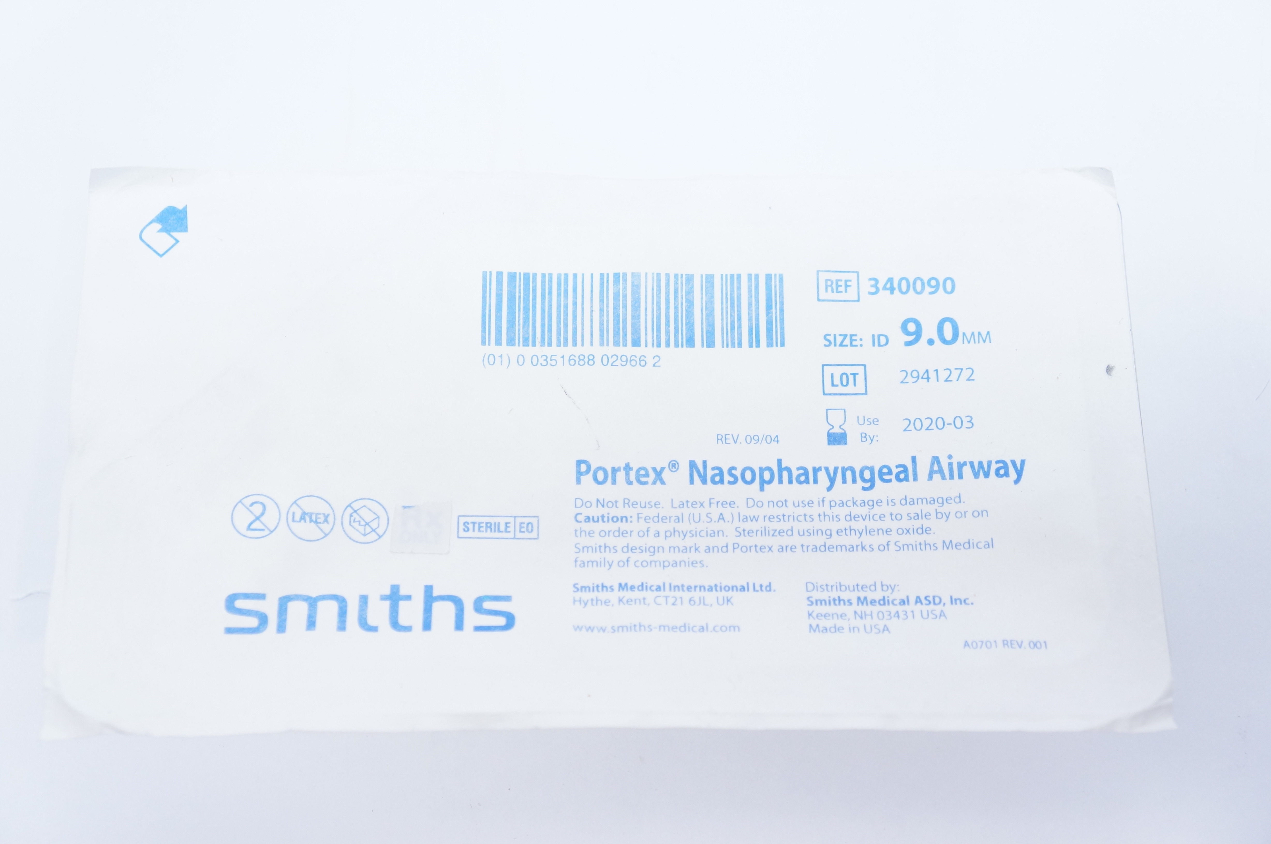 Smiths Medical 340090 Portex Nasopharyngeal Airway ID 9.0mm (x)