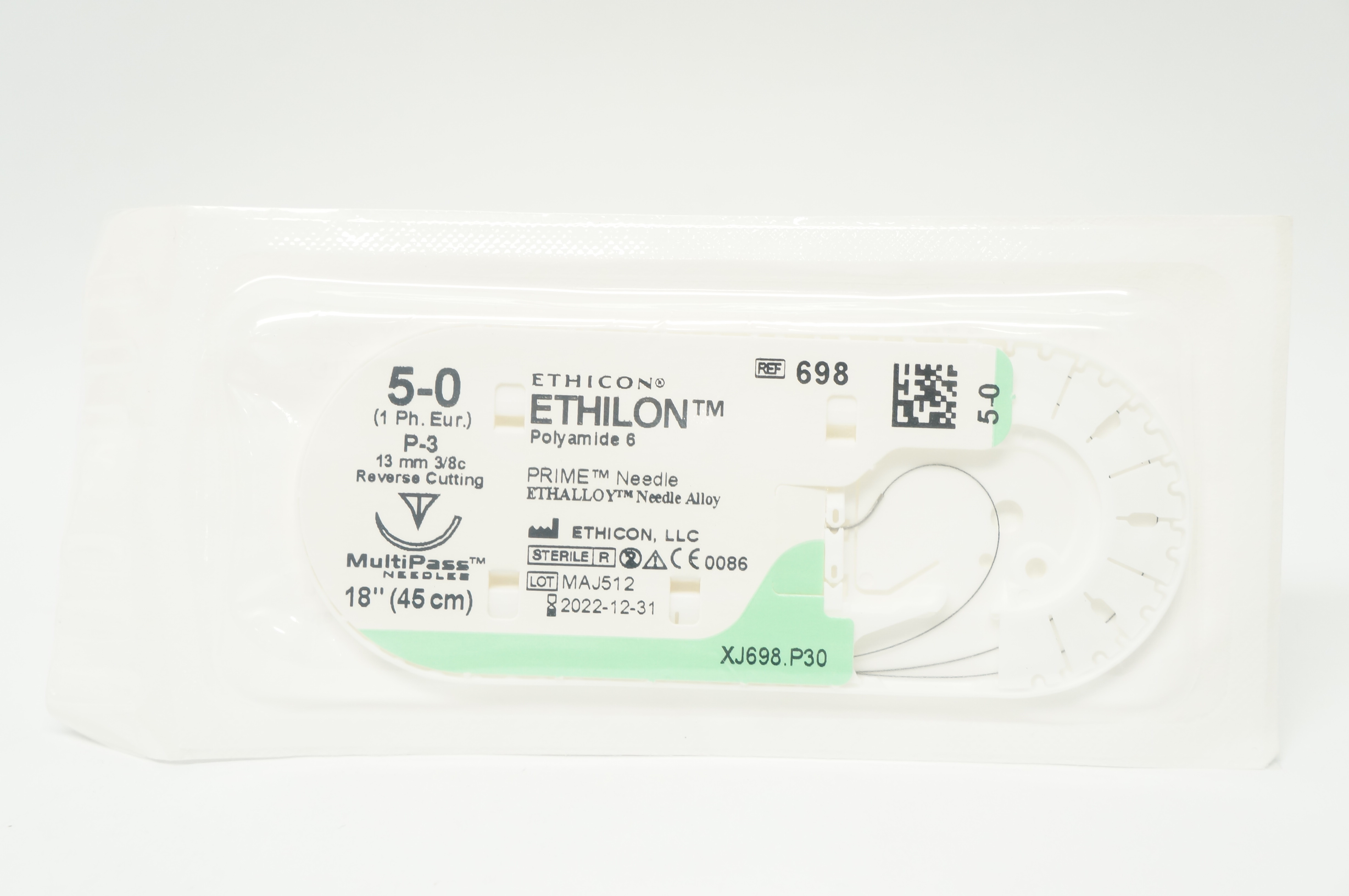 Ethicon 698 5-0 Ethilon P-3 13mm 3/8c Reverse Cutting, 18inch