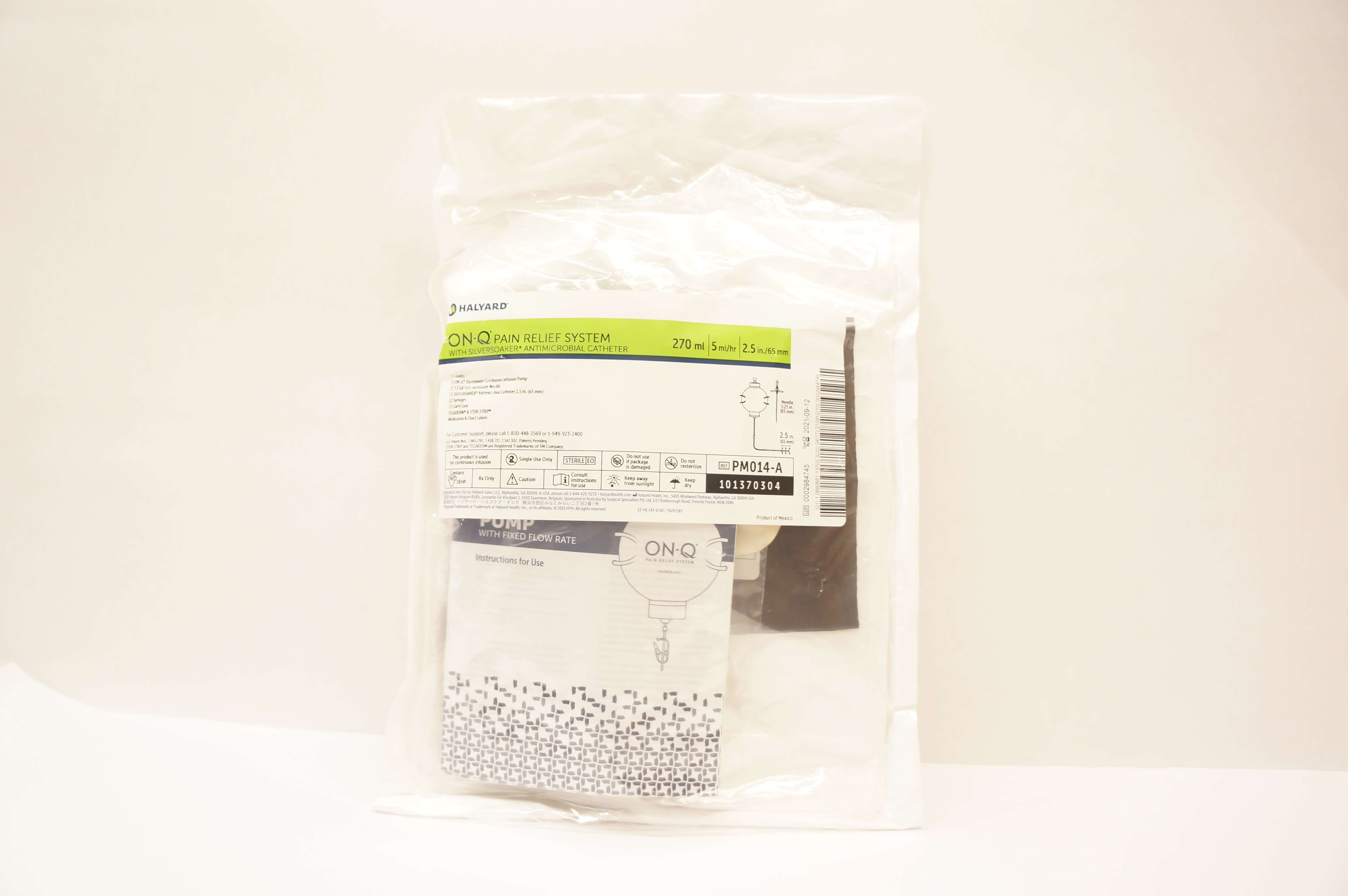 Halyard PM014-A ON-Q Pain Relief System w/Antimicrobial Cath. 270ml x 2.5inch(x)