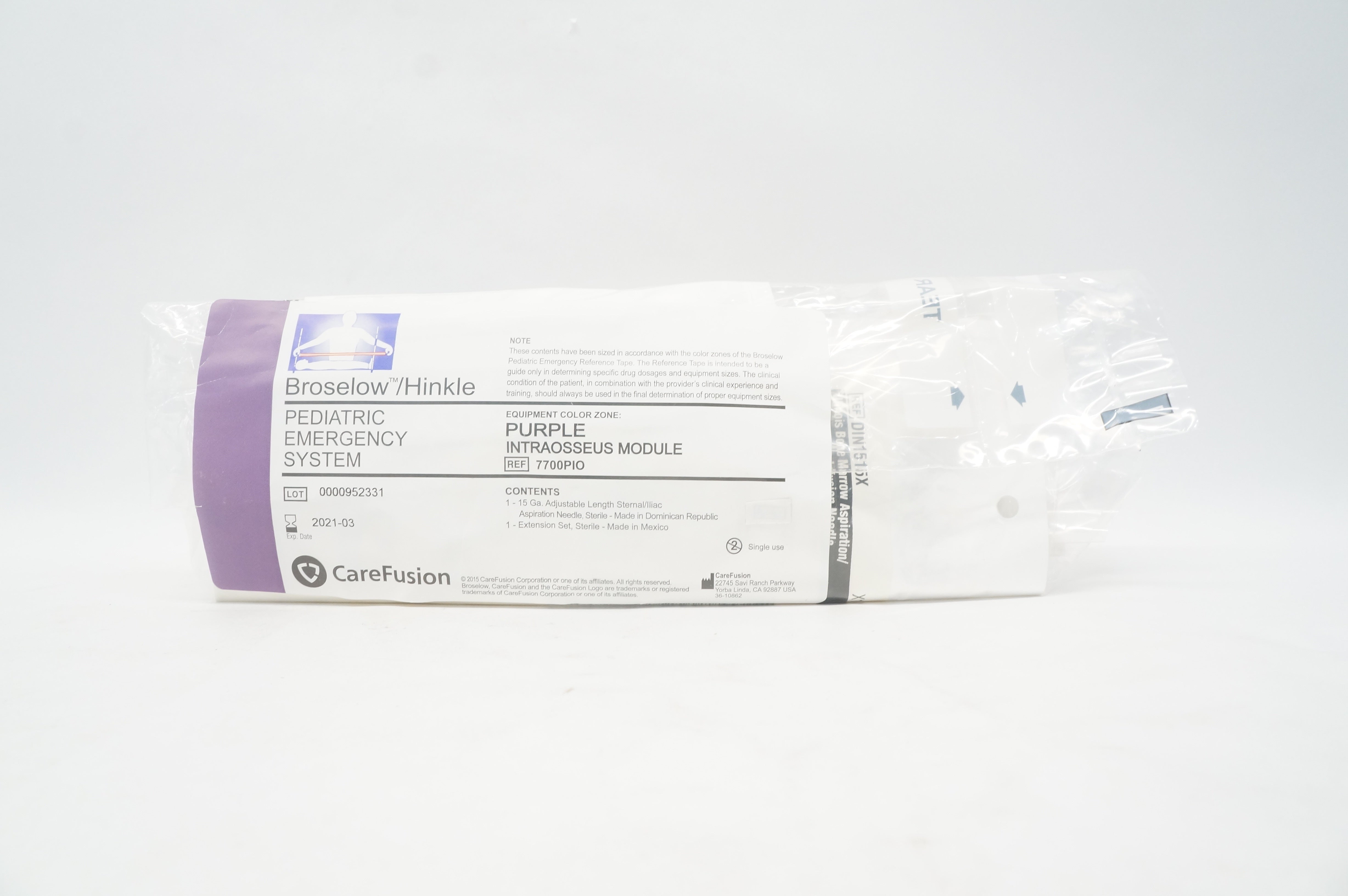 CareFusion 7700PIO Pediatric Emergency System Purple Intraosseus Module (x)