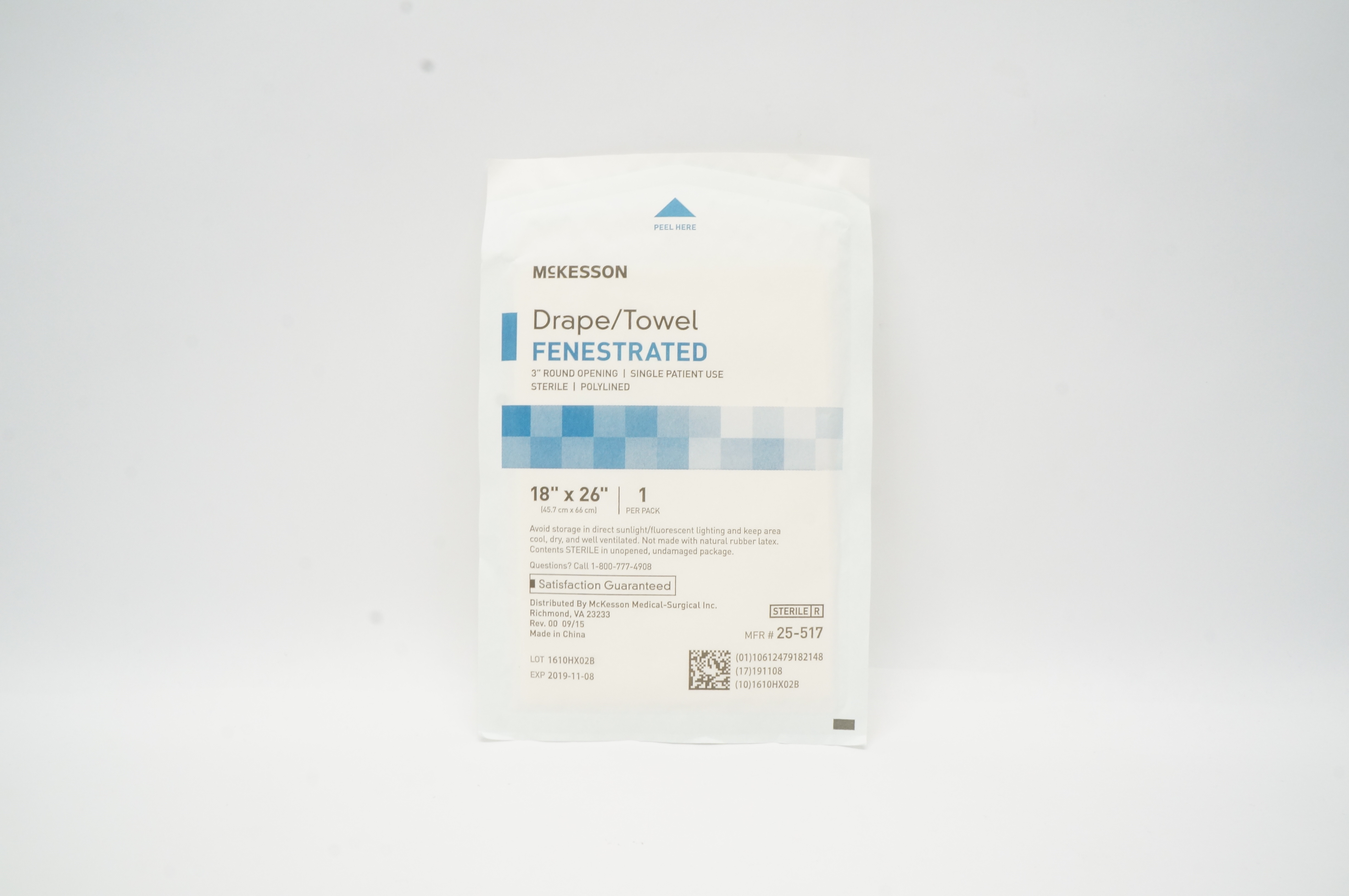 Mckesson 25-517 Drape/Towel Fenestrated 3 inch Round Opening 18inch x 26 inch(x)