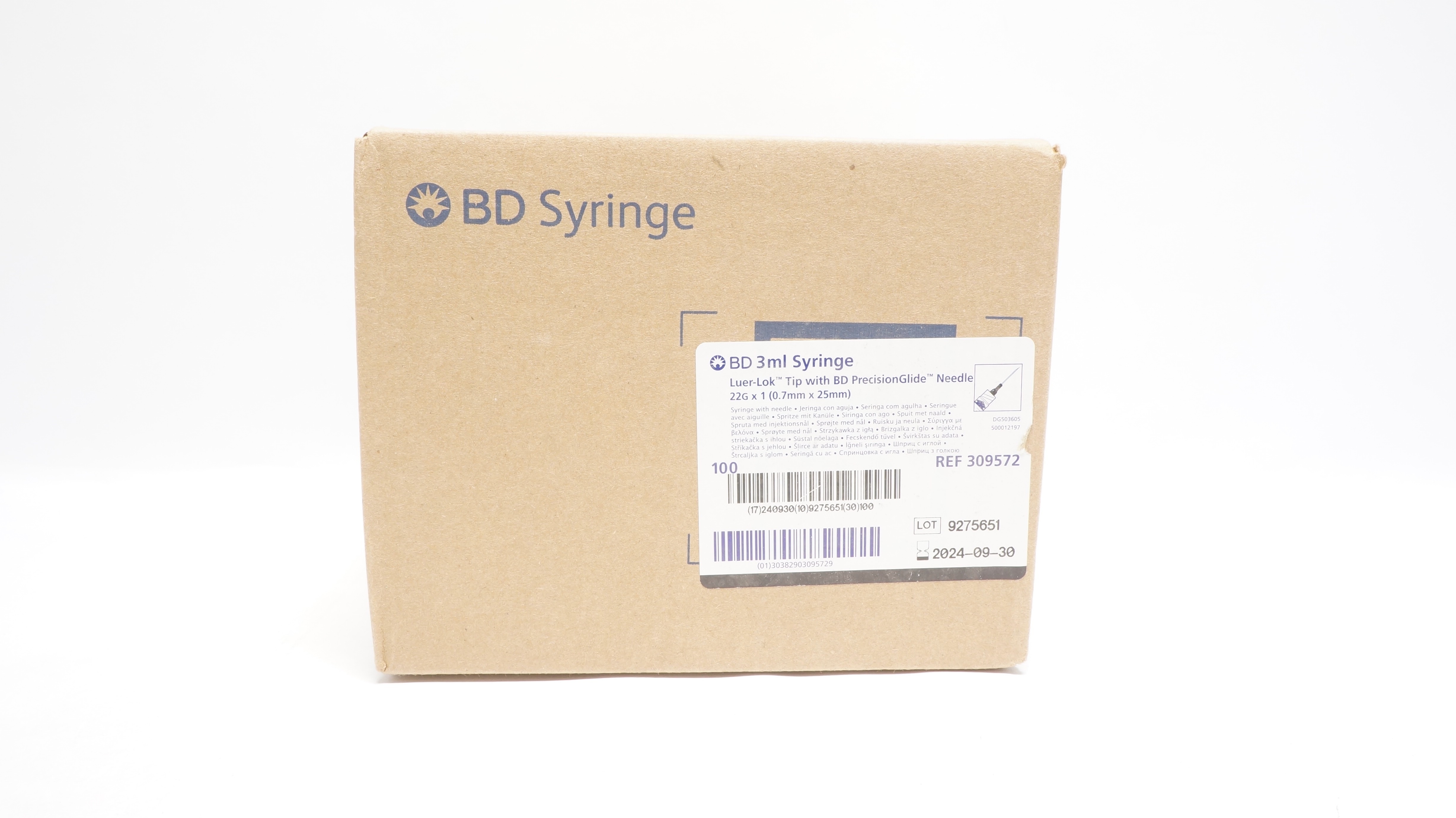 BD 309572  3ml Syringe Luer-Lok Tip 22G x 1inch - Case of 100 (x)