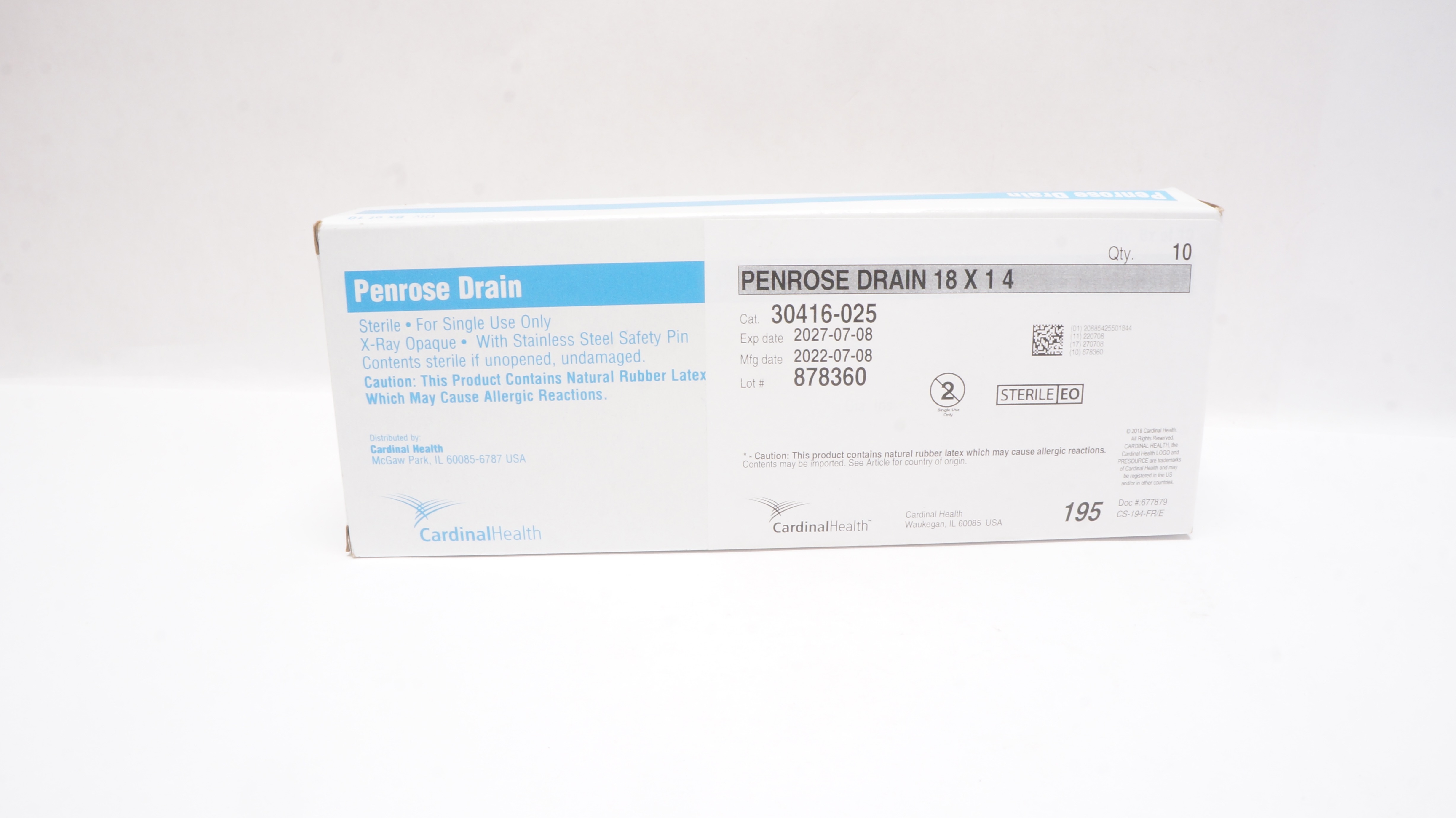 Cardinal Health 30416-025 Penrose Drain 18 x 14 - Box of 10