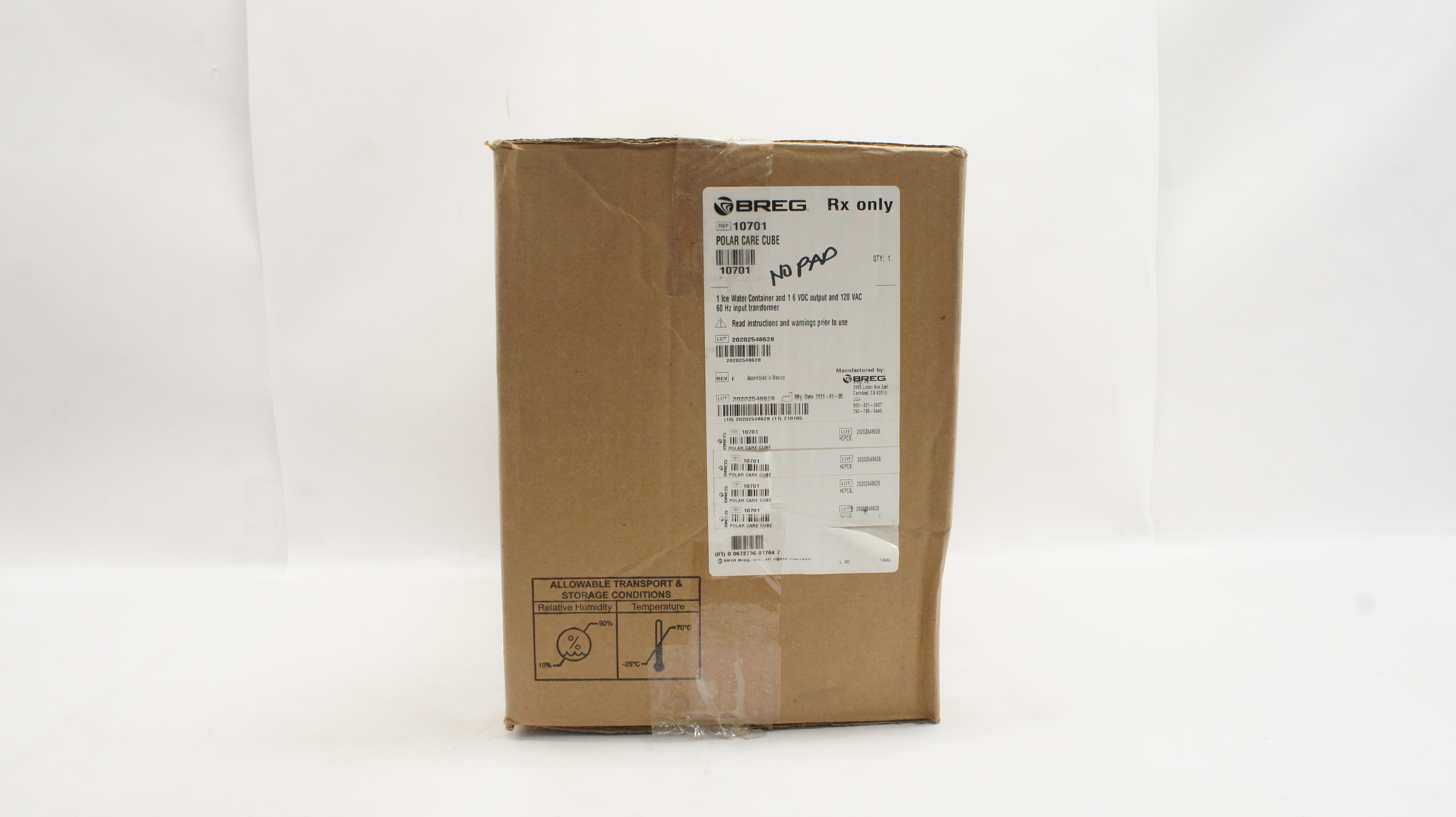 Breg 10701 1 Ice Water Container & 16 VDC Output&120VAC 60 Hz Input Transformer