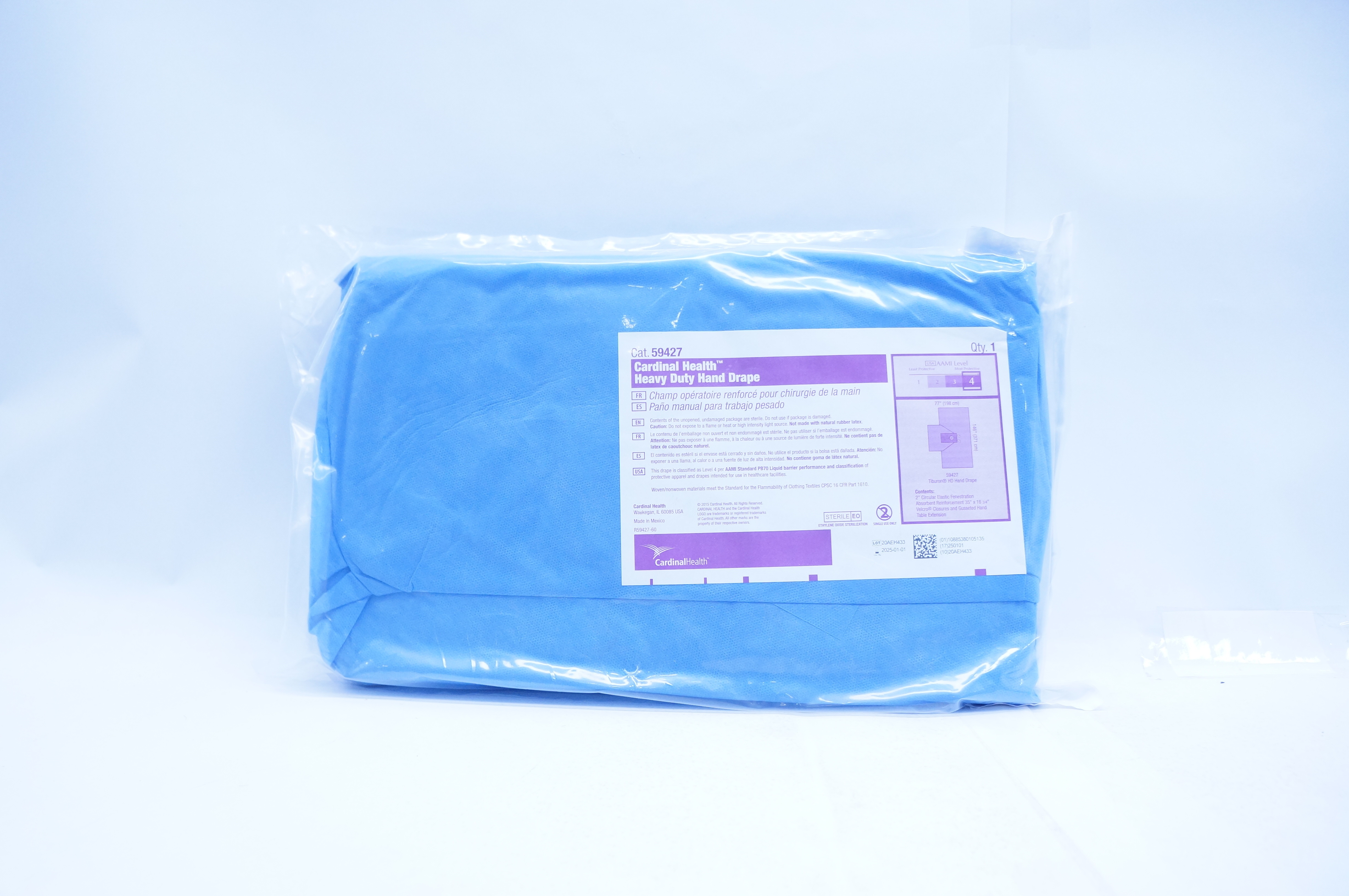 Cardinal Health 59427 Heavy Duty Hand Drape 77inch x 146inch AAMI Level 4
