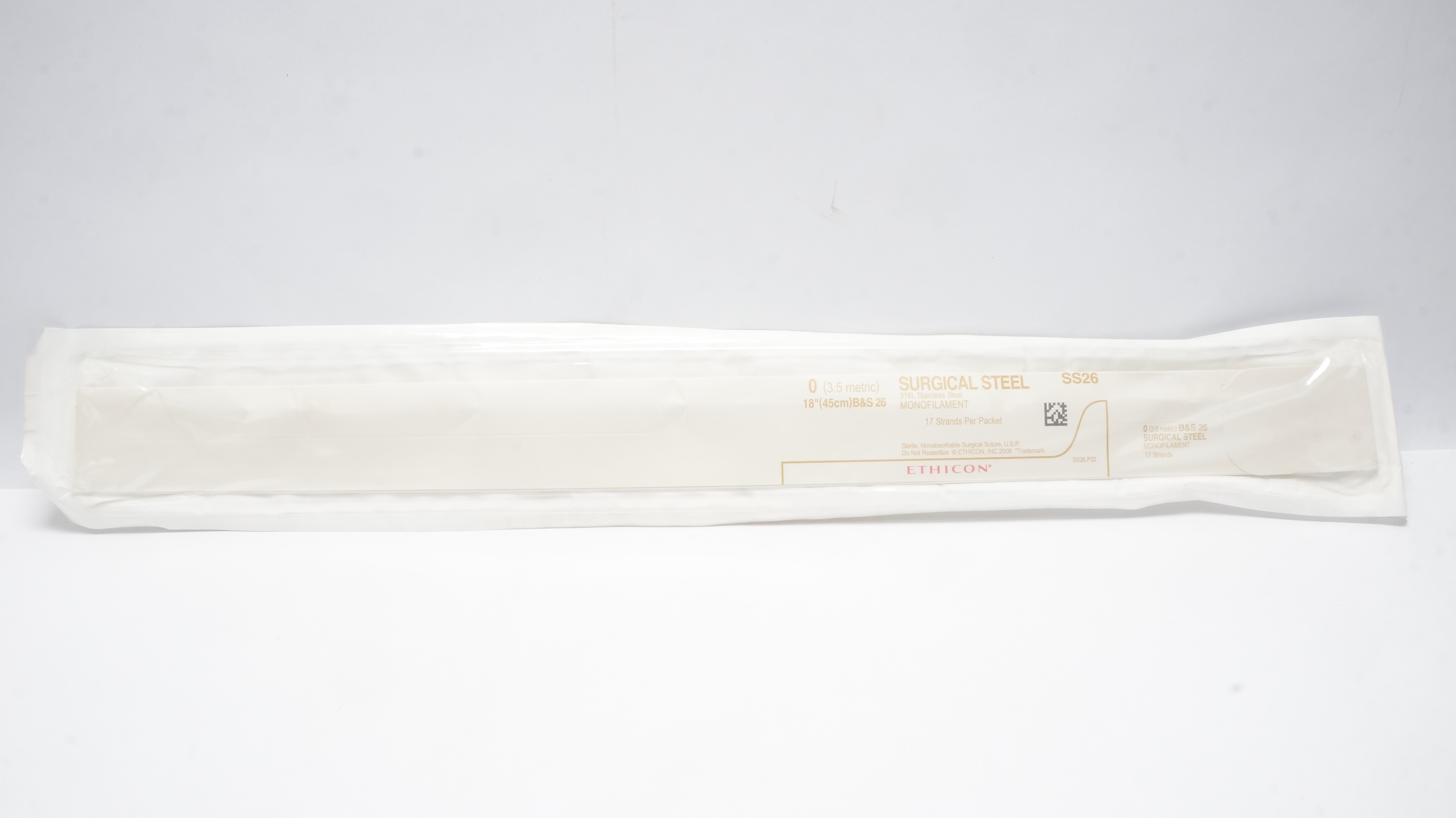 Ethicon SS26 0 Surgical Steel 316L Stainless Steel Monofilament B&S26, 18inch(x)