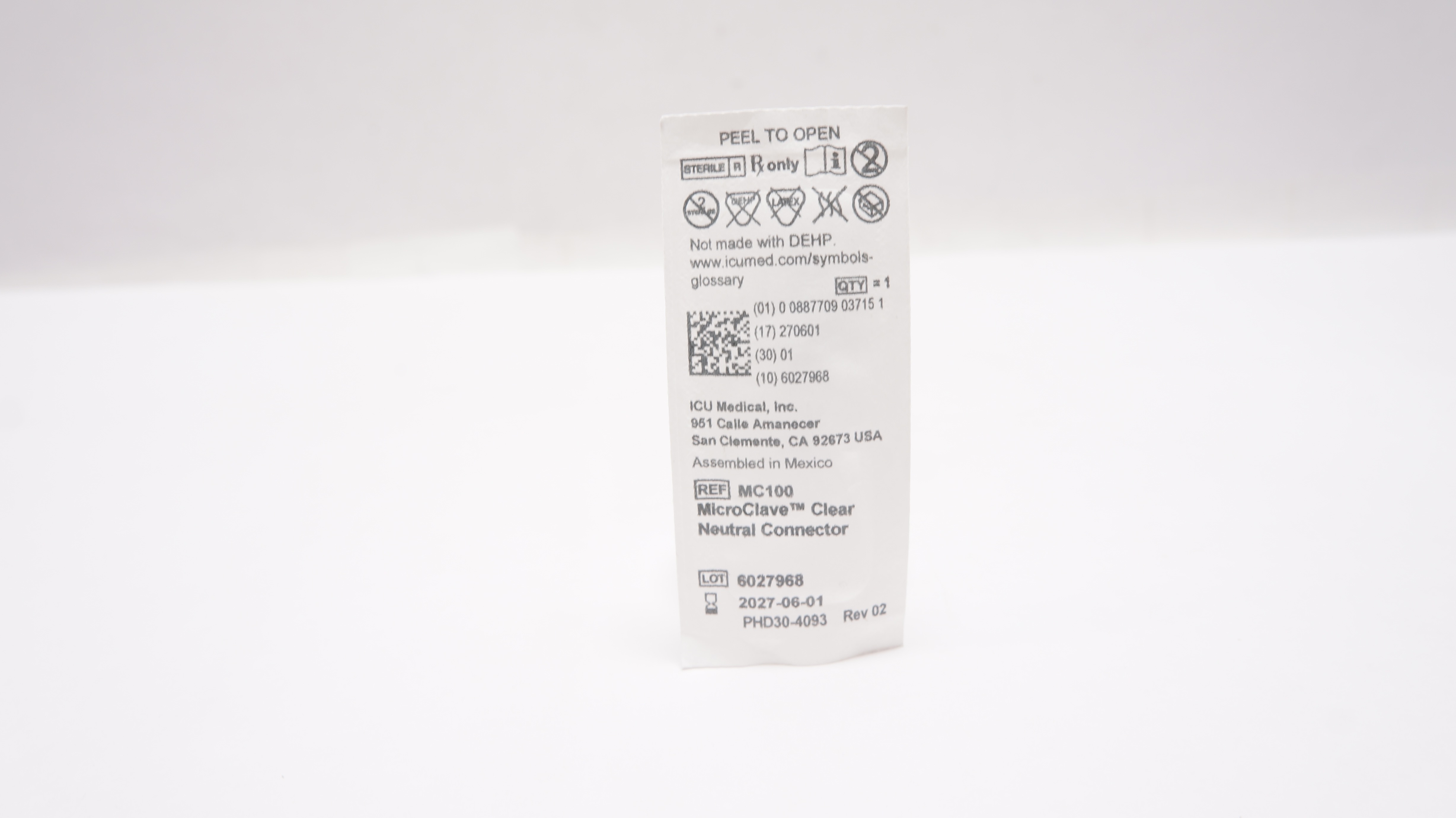 ICU Medical MC100 MicroClave Clear Neutral Connector