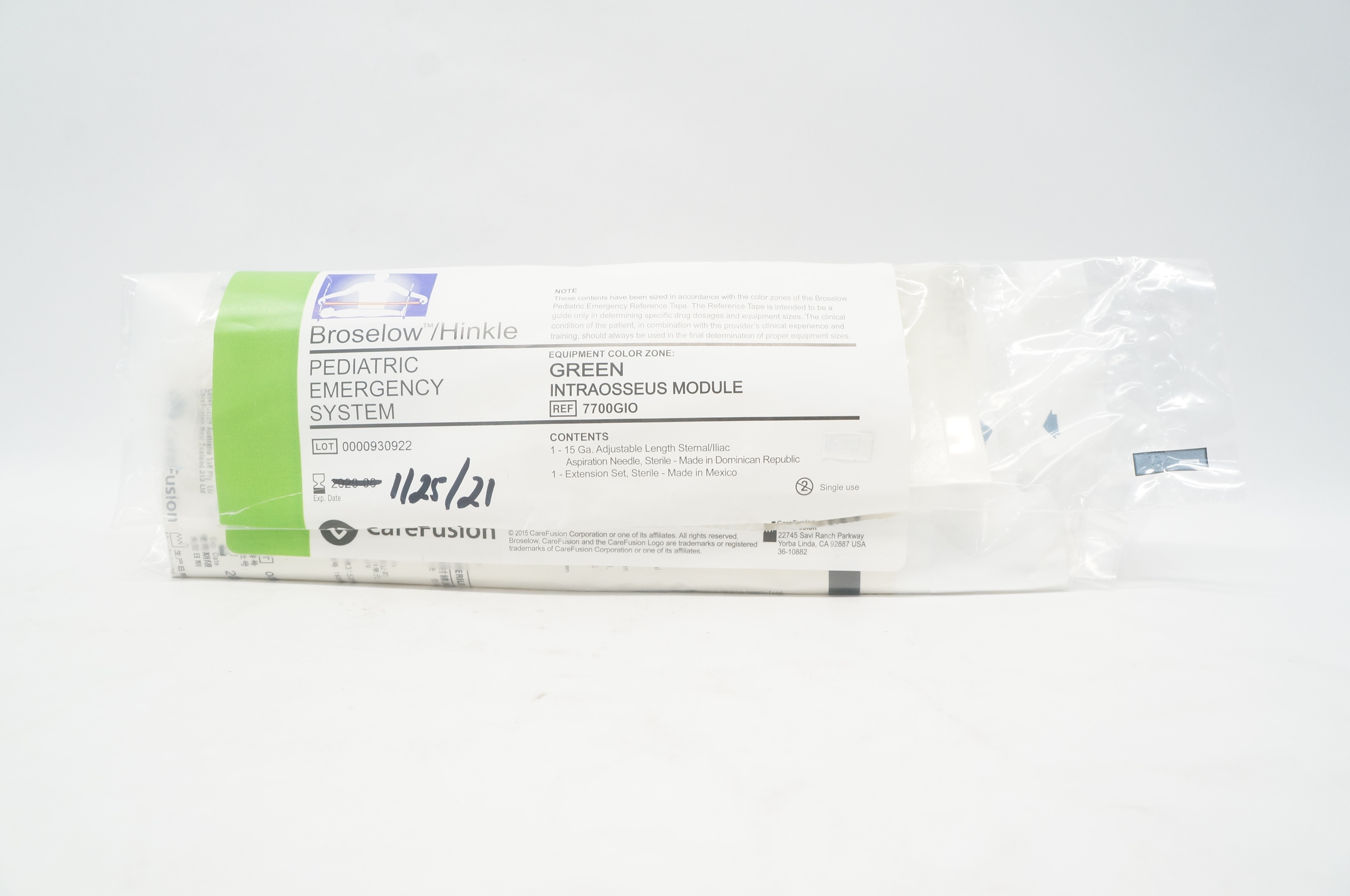 CareFusion 7700GIO Pediatric Emergency System Green Intraosseus Module (x)