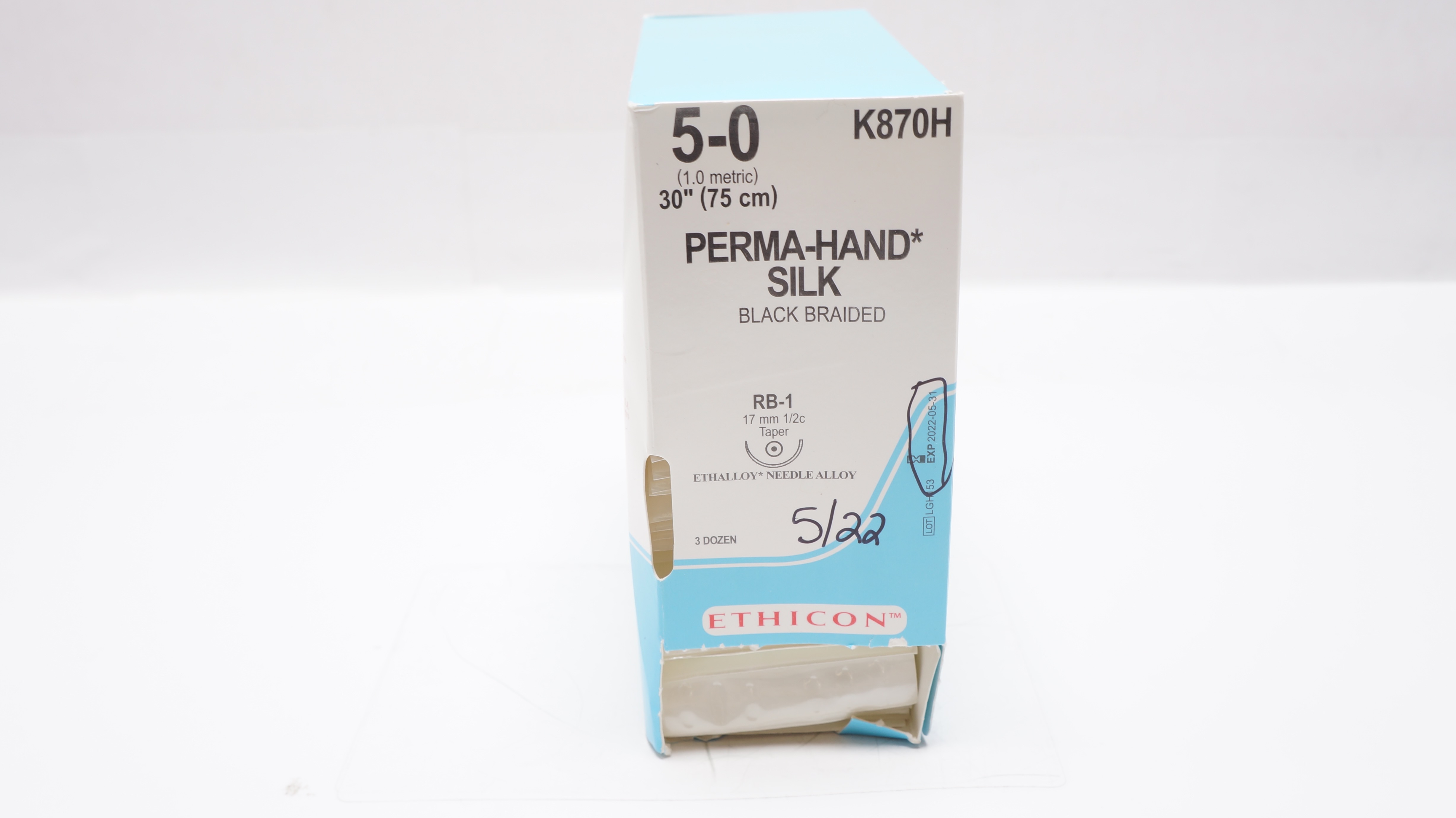 Ethicon K870H 4-0 Perma-Hand Stre RB-1 17mm 1/2c Taper 30inch (x) - Box of 36