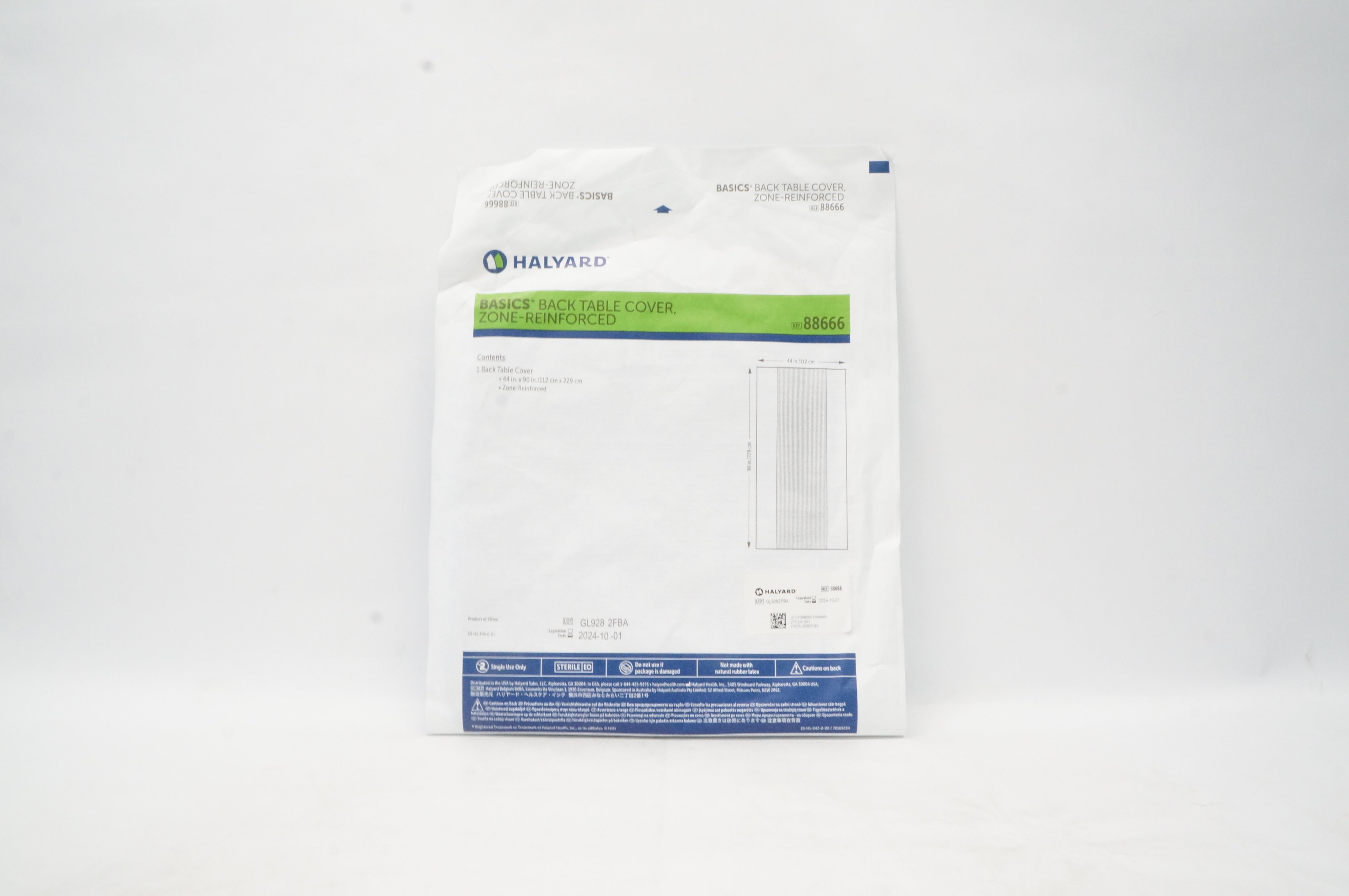 Halyard 88666 Basics Back Table Cover, Zone-Reinforced 44inch x 90inch (x)