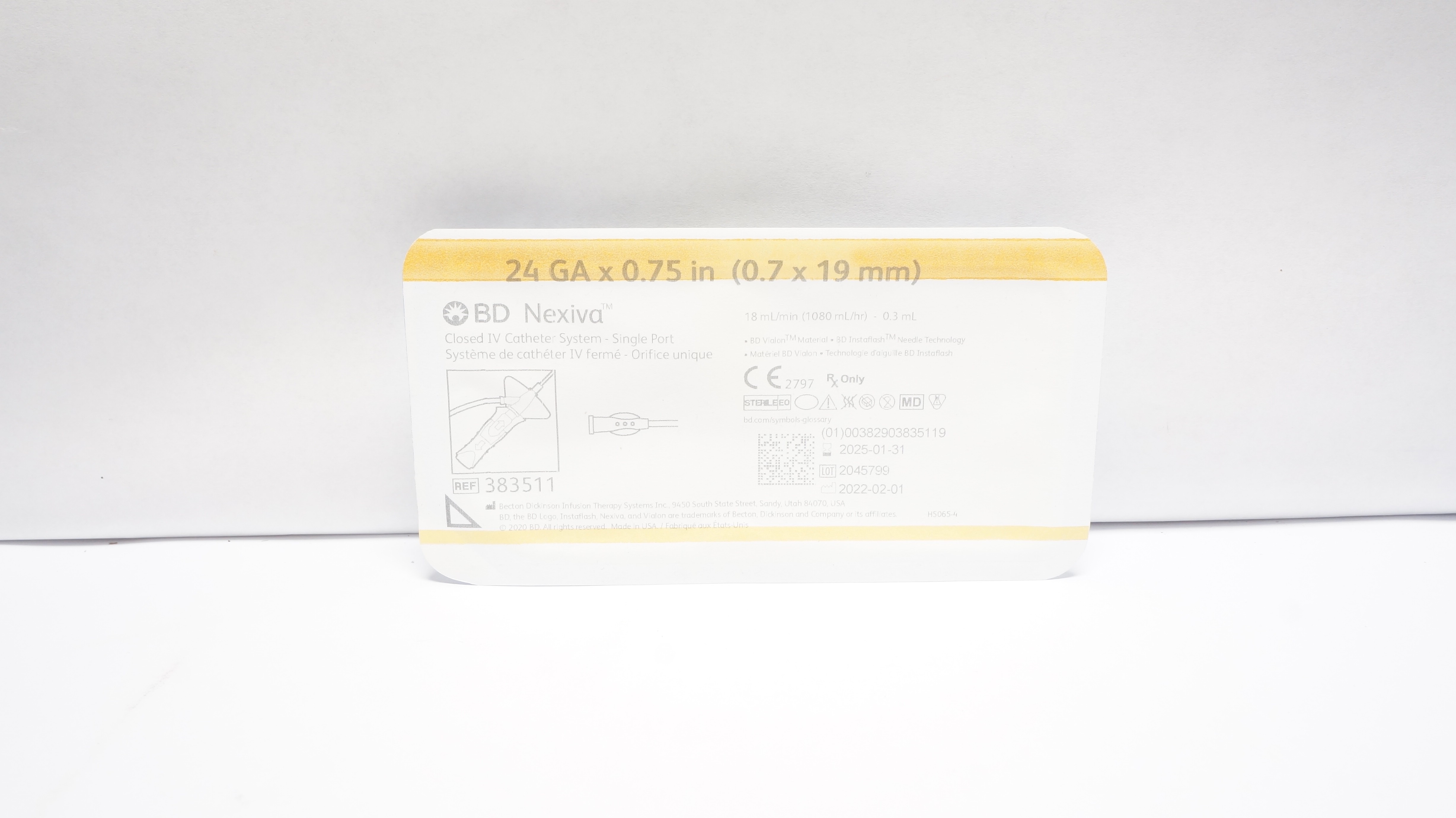 BD 383511 Nexiva Closed IV Cath. System-Single Port 24GA x 0.75in (x)