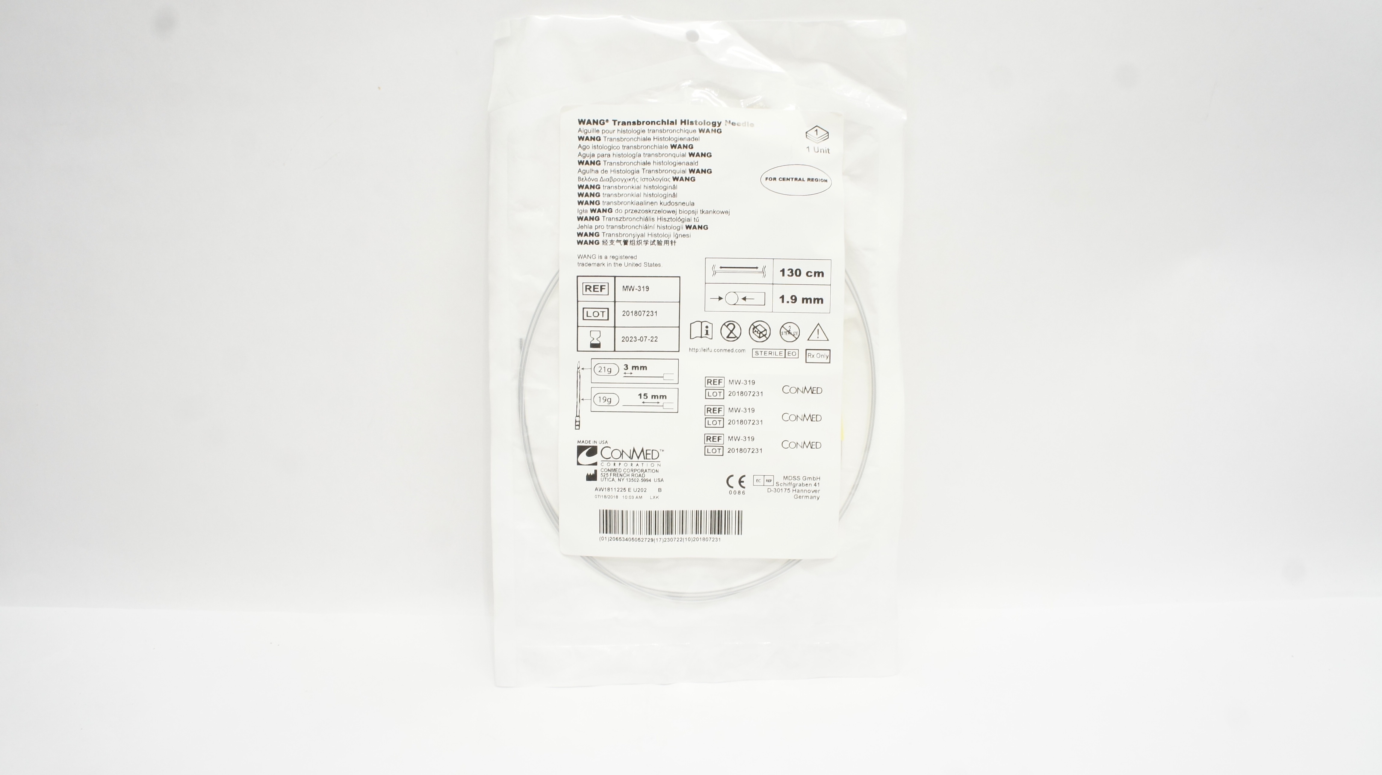 ConMed MW-319 Wang Transbronchial Histology Ndle 130cm x 1.9mm (x)