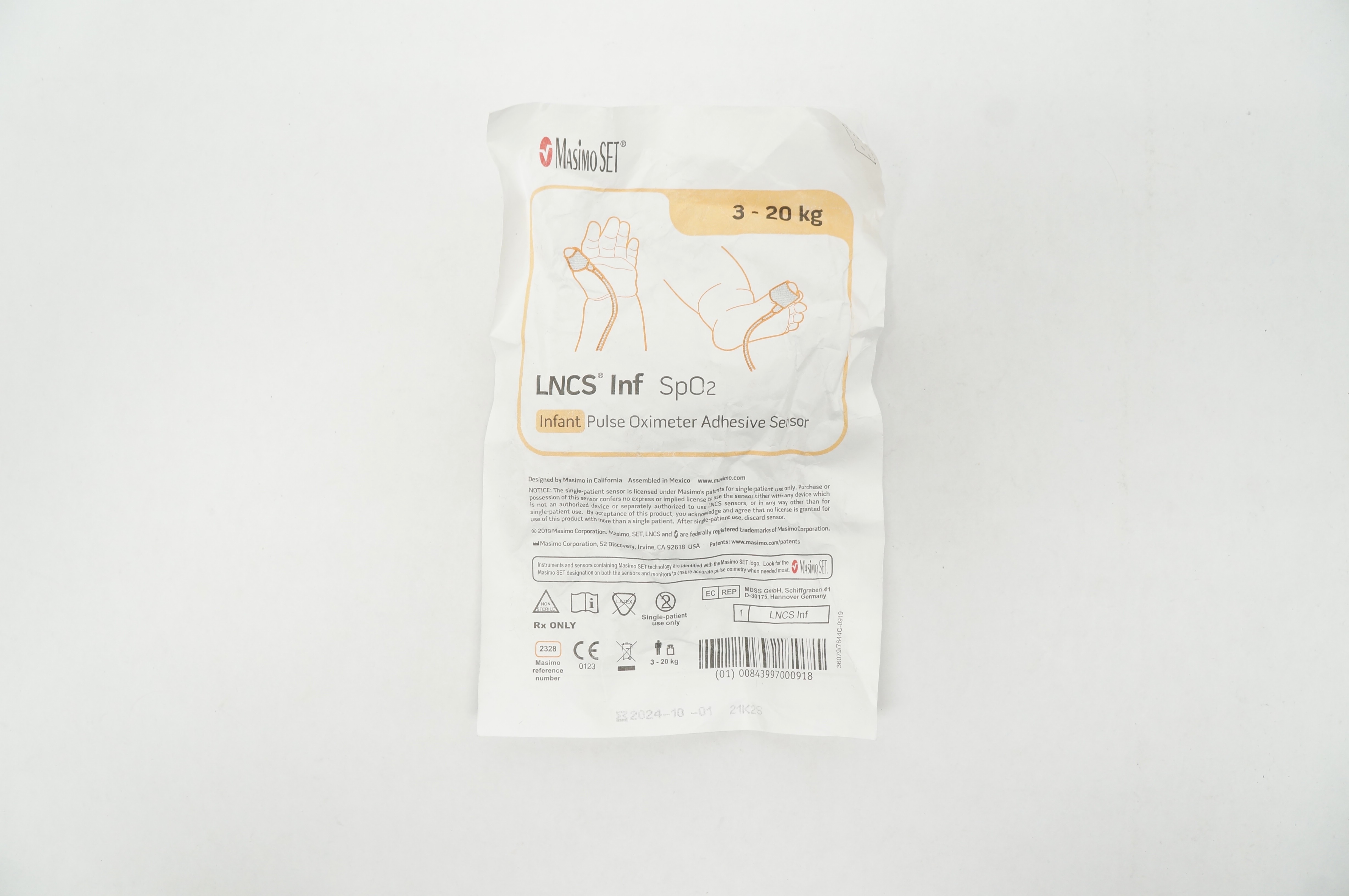 MasimoSet 2328 LNCS Infant SpO2 Pulse Oximeter Adhesive Sensor 3kg - 20kg