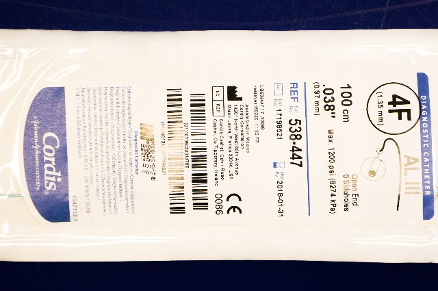 Cordis 538-447 Diagnostic Cath. 4F x 0.038inch, AL III (x)