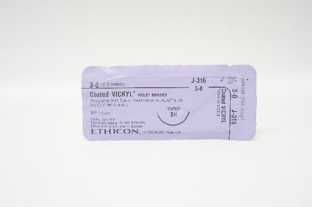 Ethicon J-316 3-0 Coated Vicryl Violet Braided 27inch Taper SH (x)