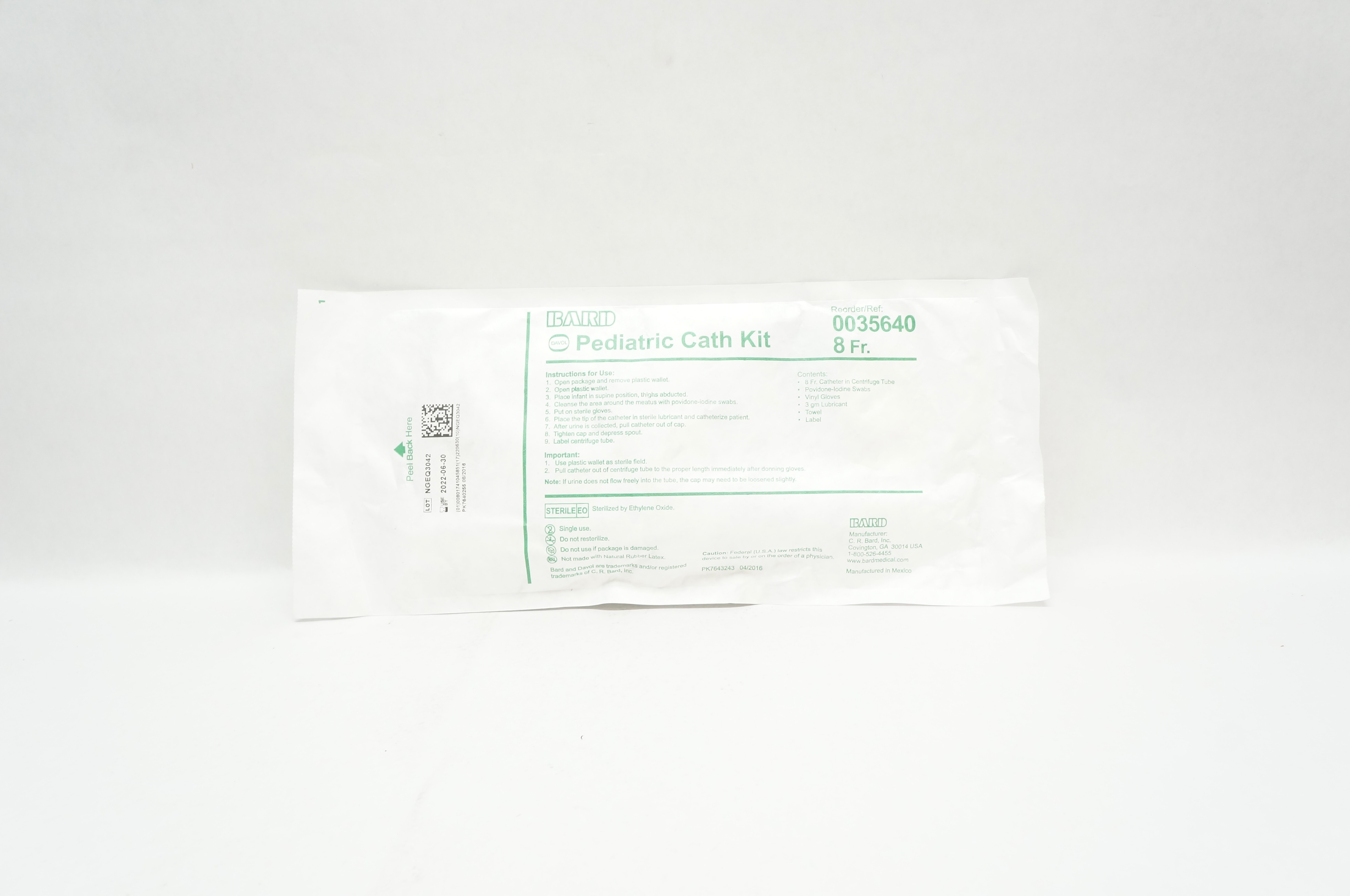 Bard 0035640 Pediatric Cath. Kit 8Fr (x)