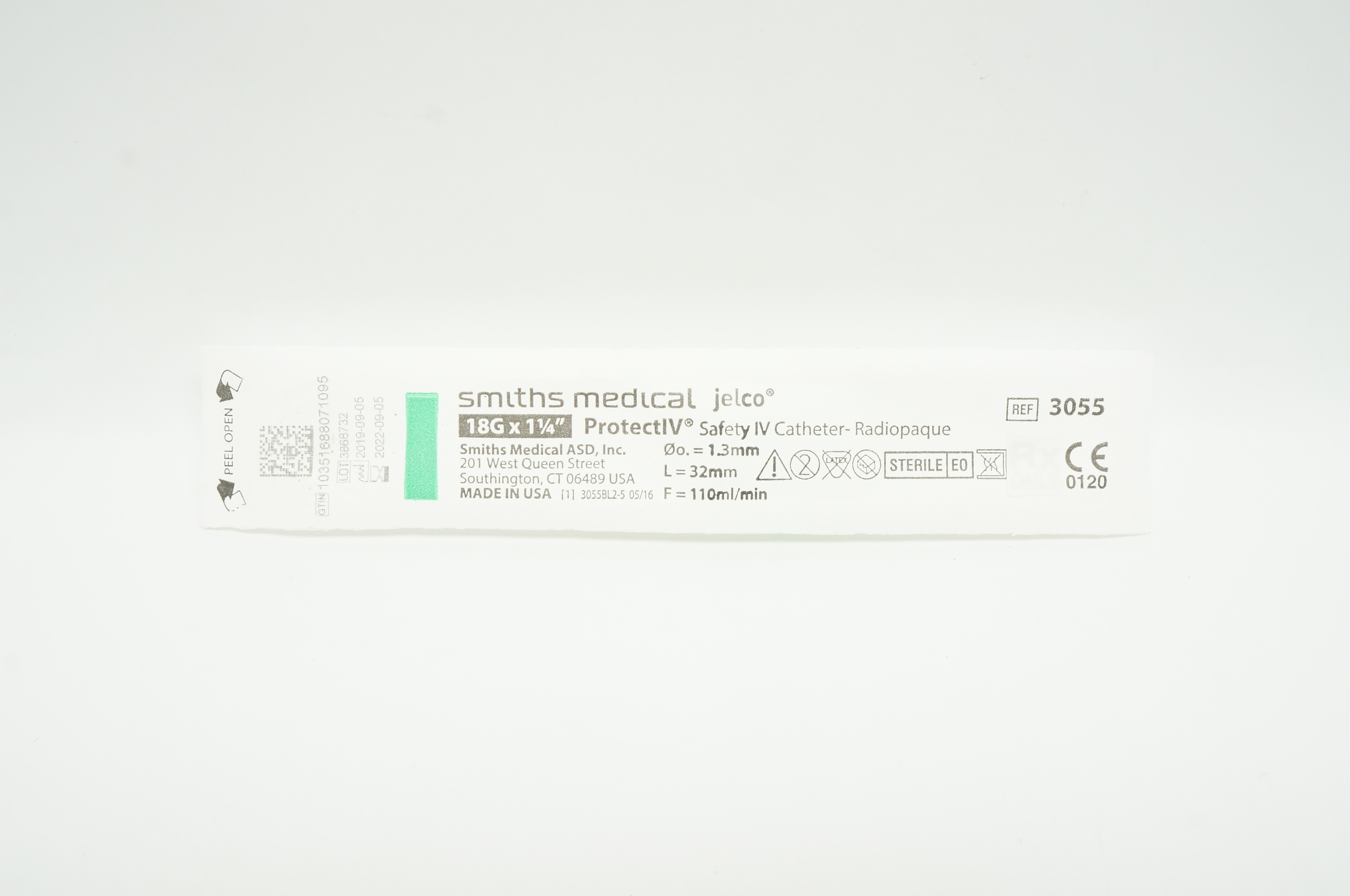 Smiths Medical 3055 Jelco ProtectIV Safety IV Cath 18G x 1-1/4inch