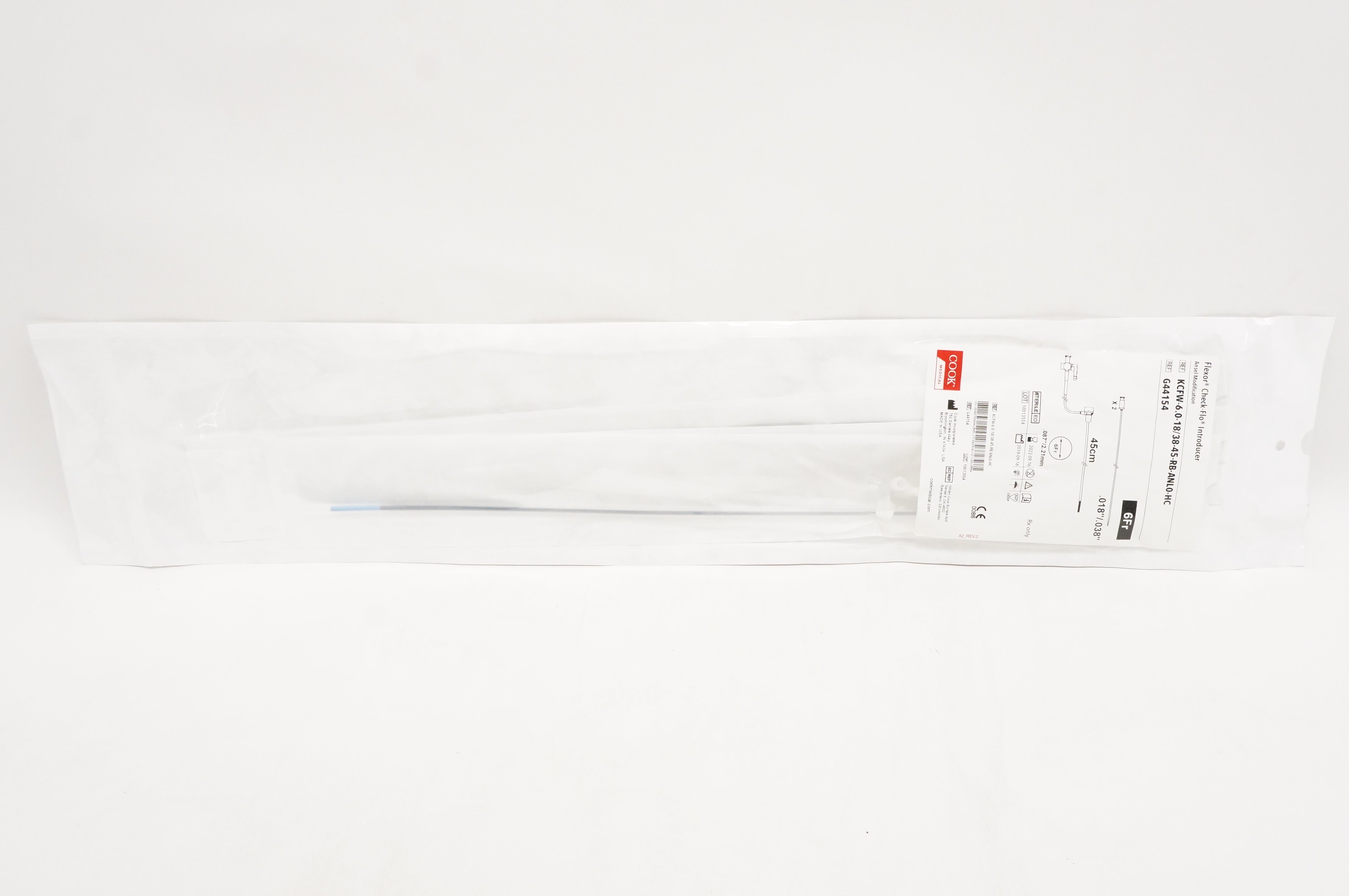 Cook Medical G44154 Flexor Check-Flo Introducer 6Fr x .018 x .038inch x 45cm