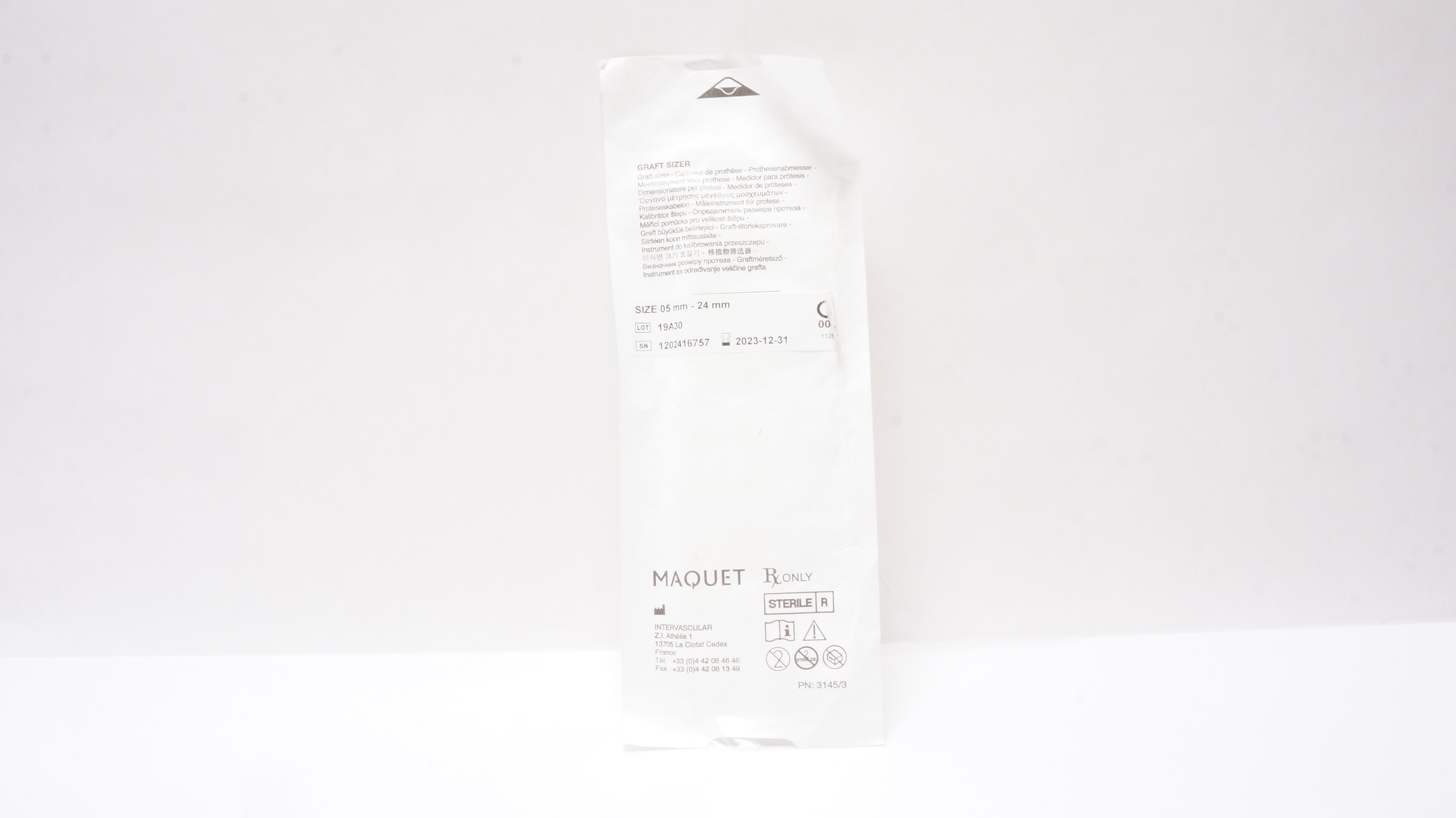 Intervascular Maquet Graft Sizer 05mm-24mm