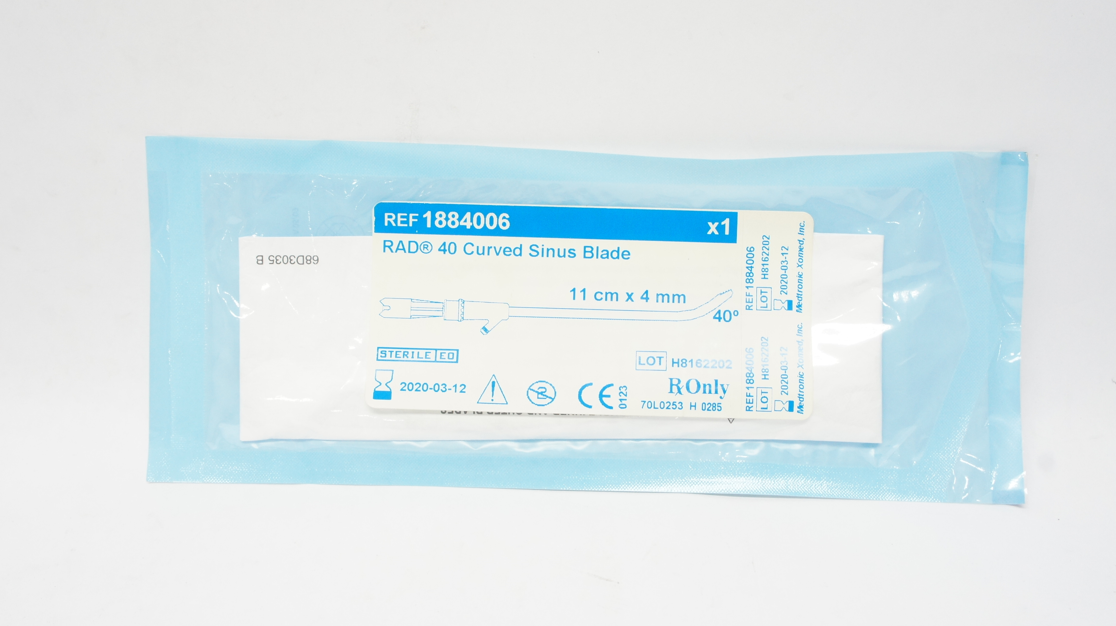 Medtronic 1884006 RAD 40 Curved Sinus Blade 11cm x 4mm (x)