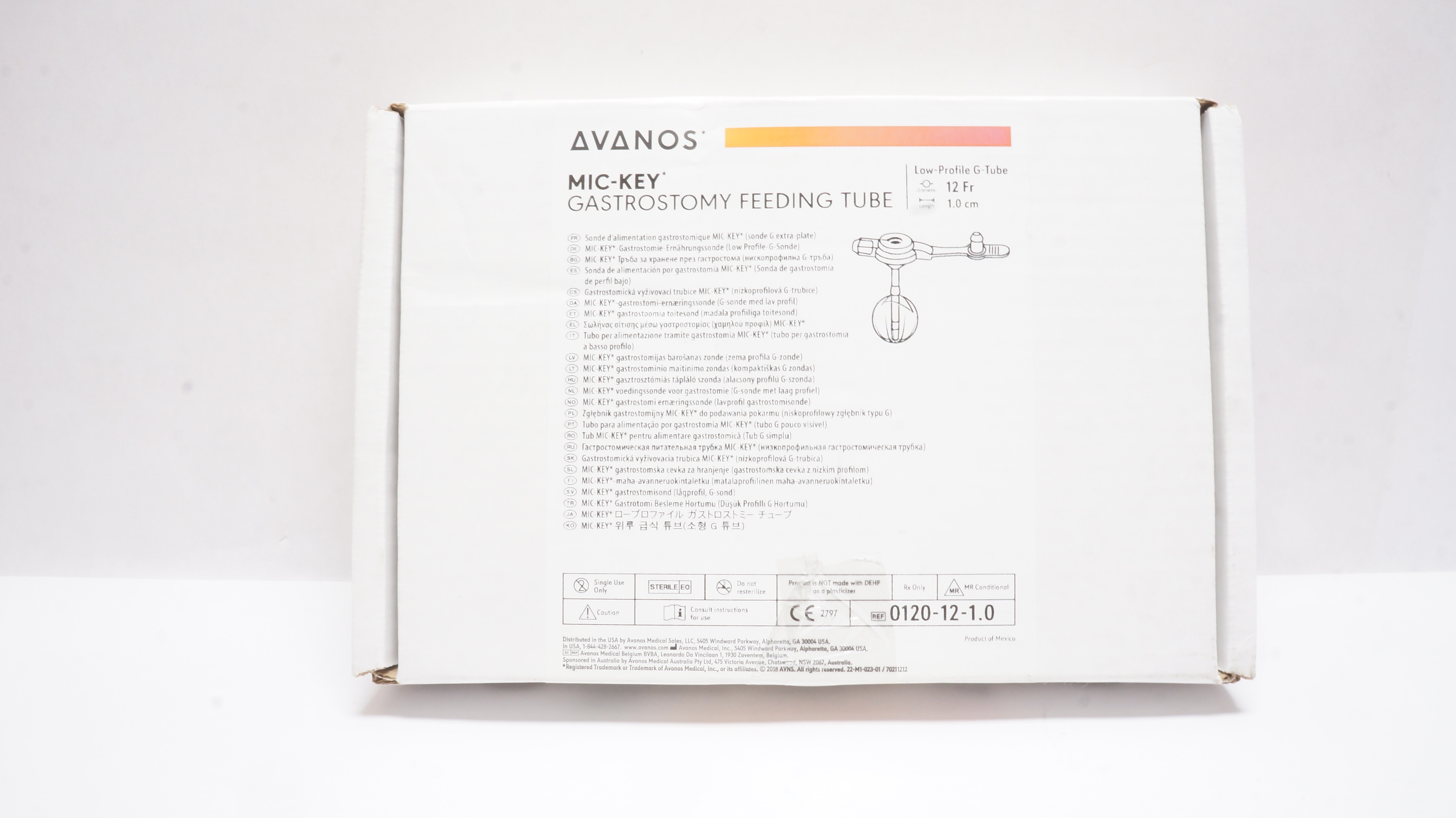 Avanos 0120-12-1.0 MIC-KEY Gastrostomy Feeding Low-Profile G-Tube 12Fr x 1.0cm