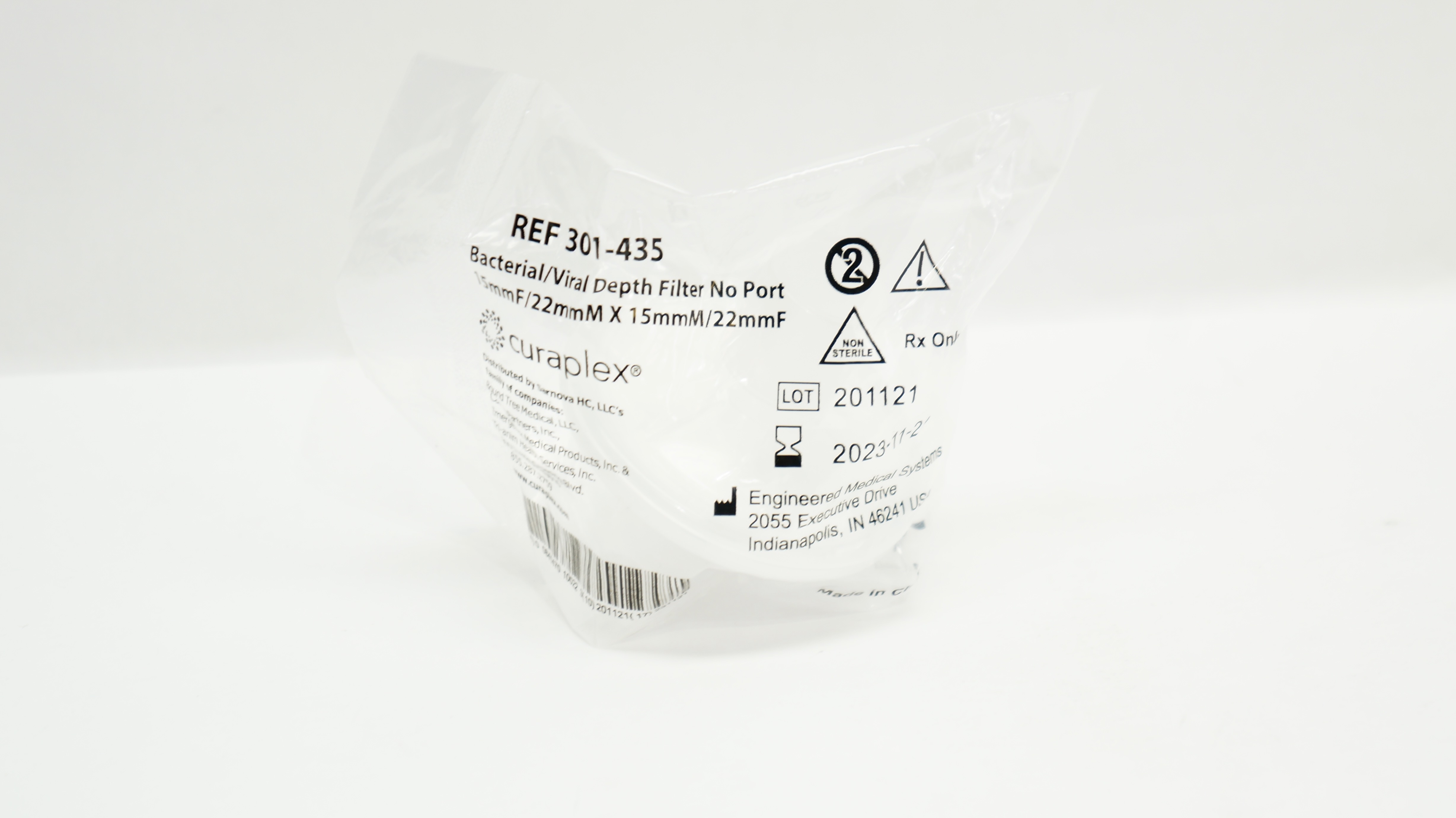 Curaplex 301-435 Bacterial/Viral Depth Filter No Port 15mmF/22mmM x 15mmM/22mmF