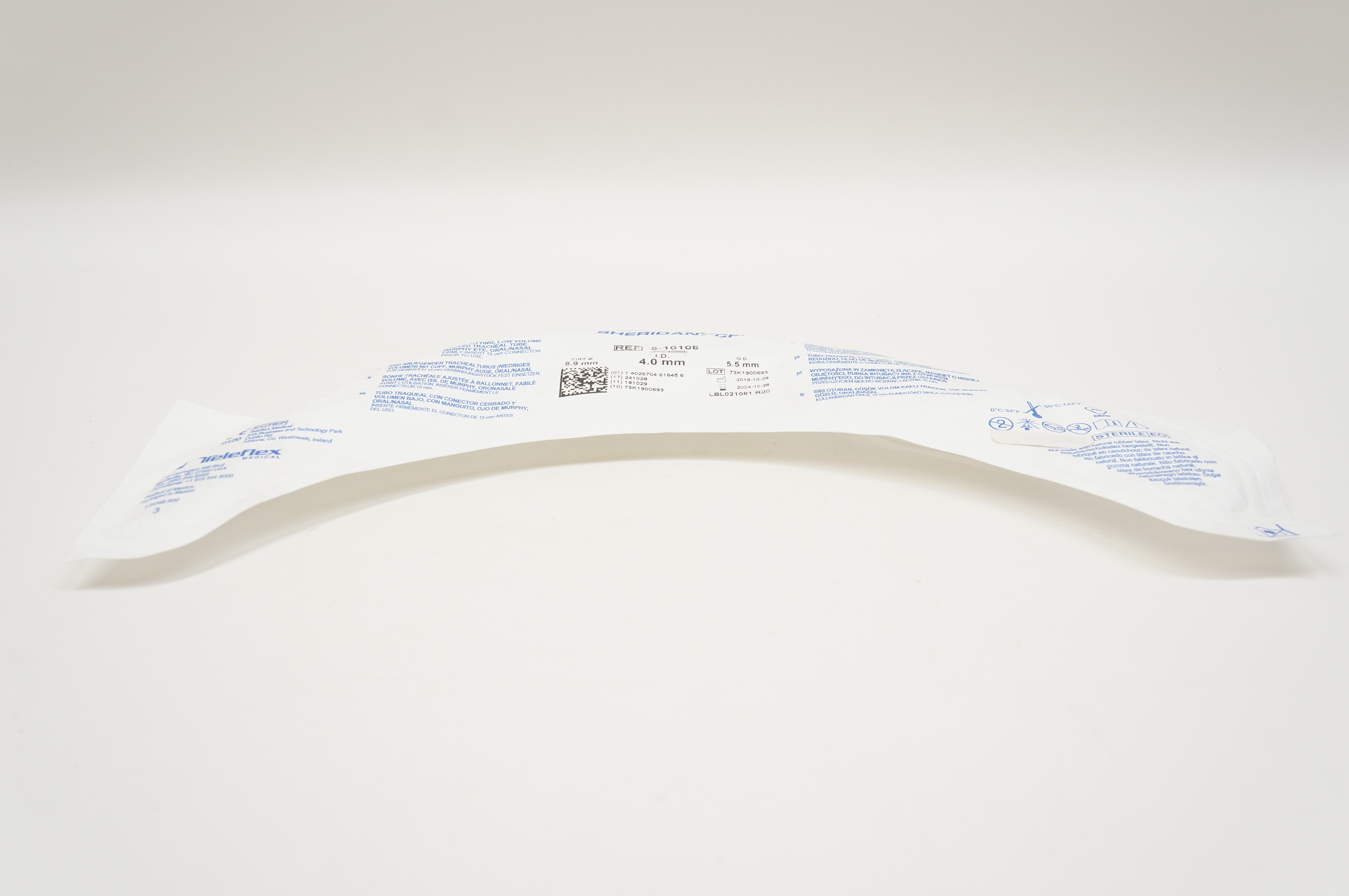 Teleflex 5-10108 Hudson RCI Sheridan CF Tracheal Tube 8.9mm x 4.0mm
