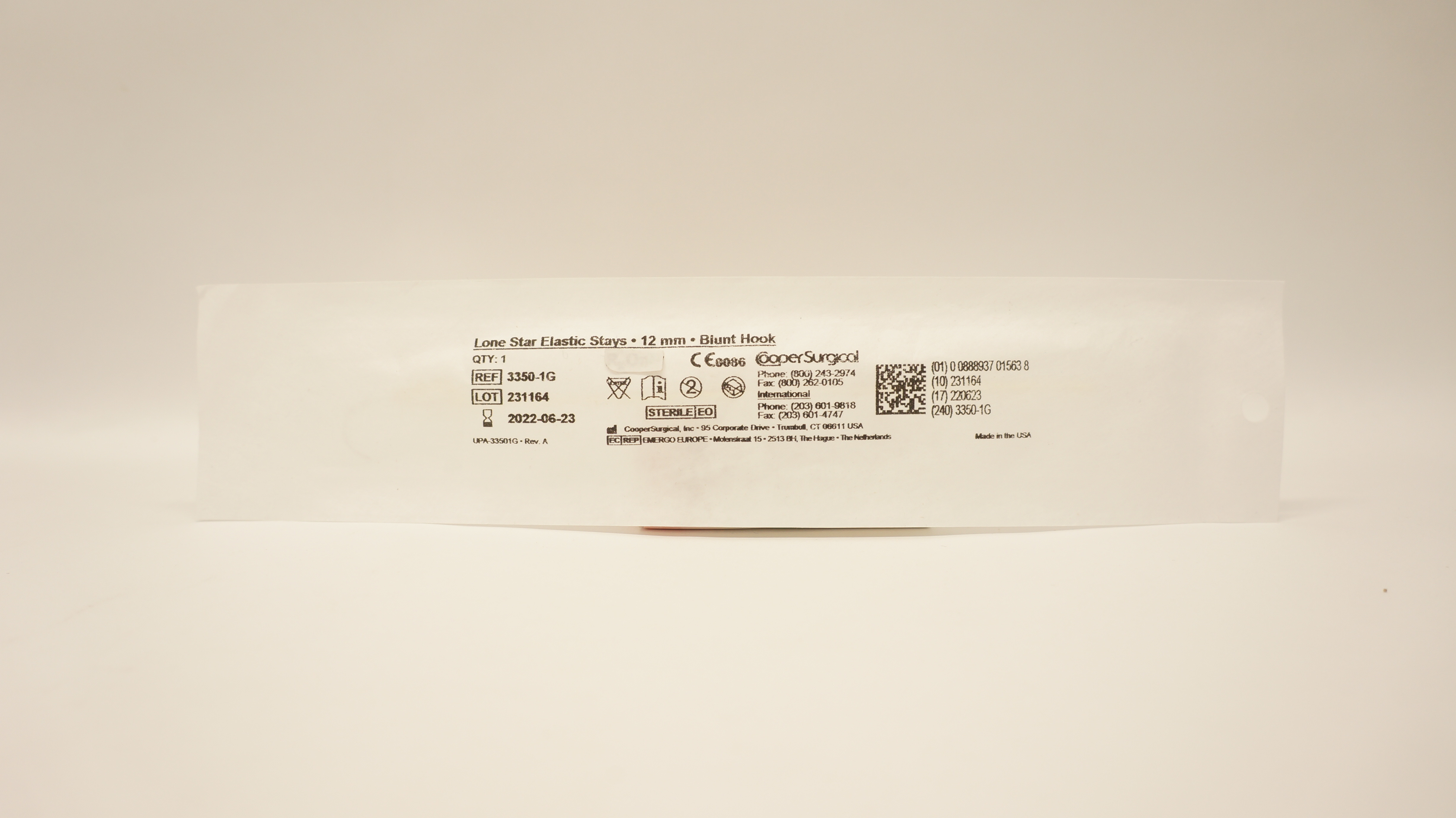 Cooper Surgical 3350-1G Lone Star Elastic Stays 12mm Blunt Hook (x)