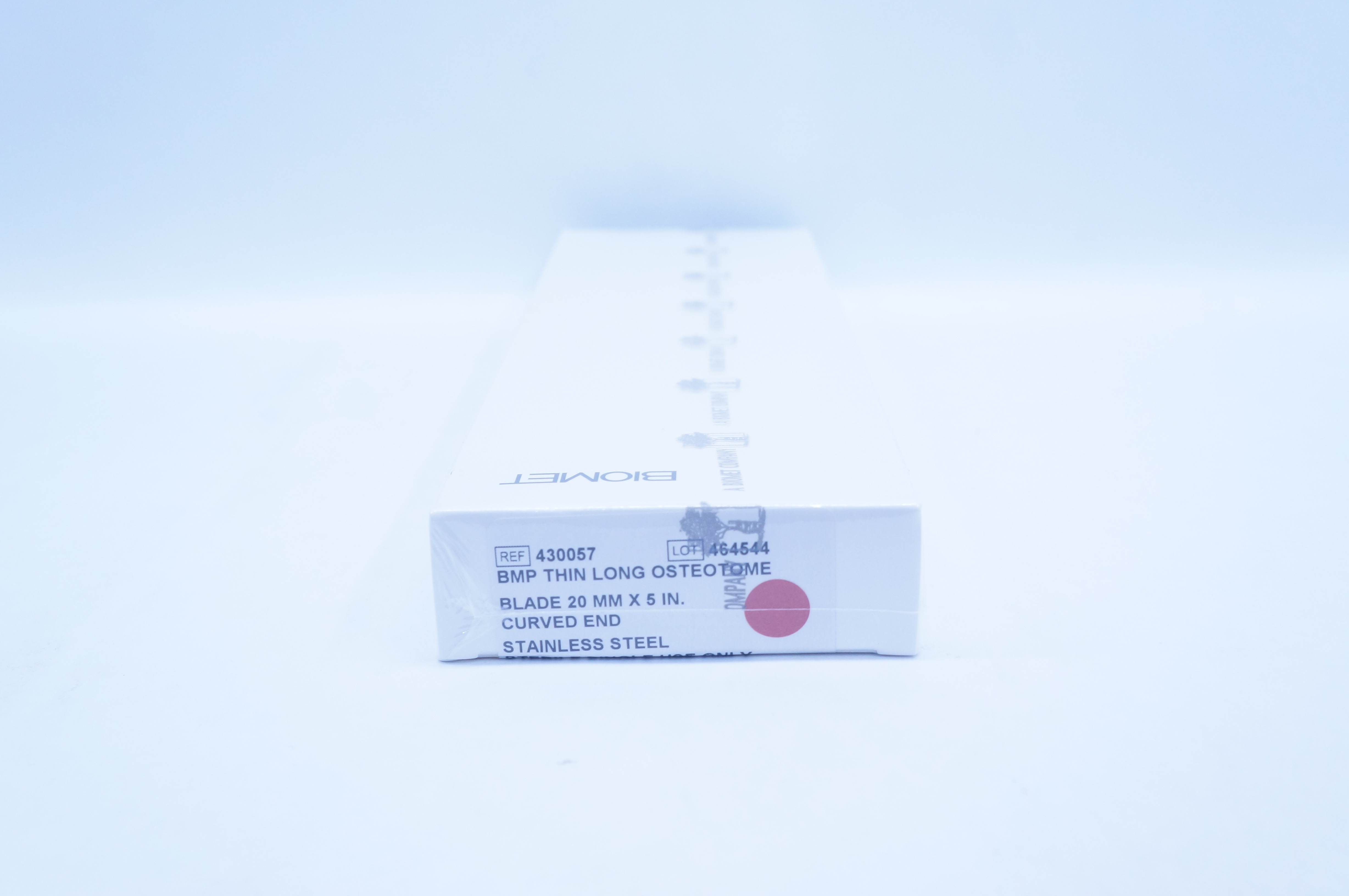 Biomet 430057 BMP Thin Long Osteotome, Curved End, Blade 20mm x 5inch