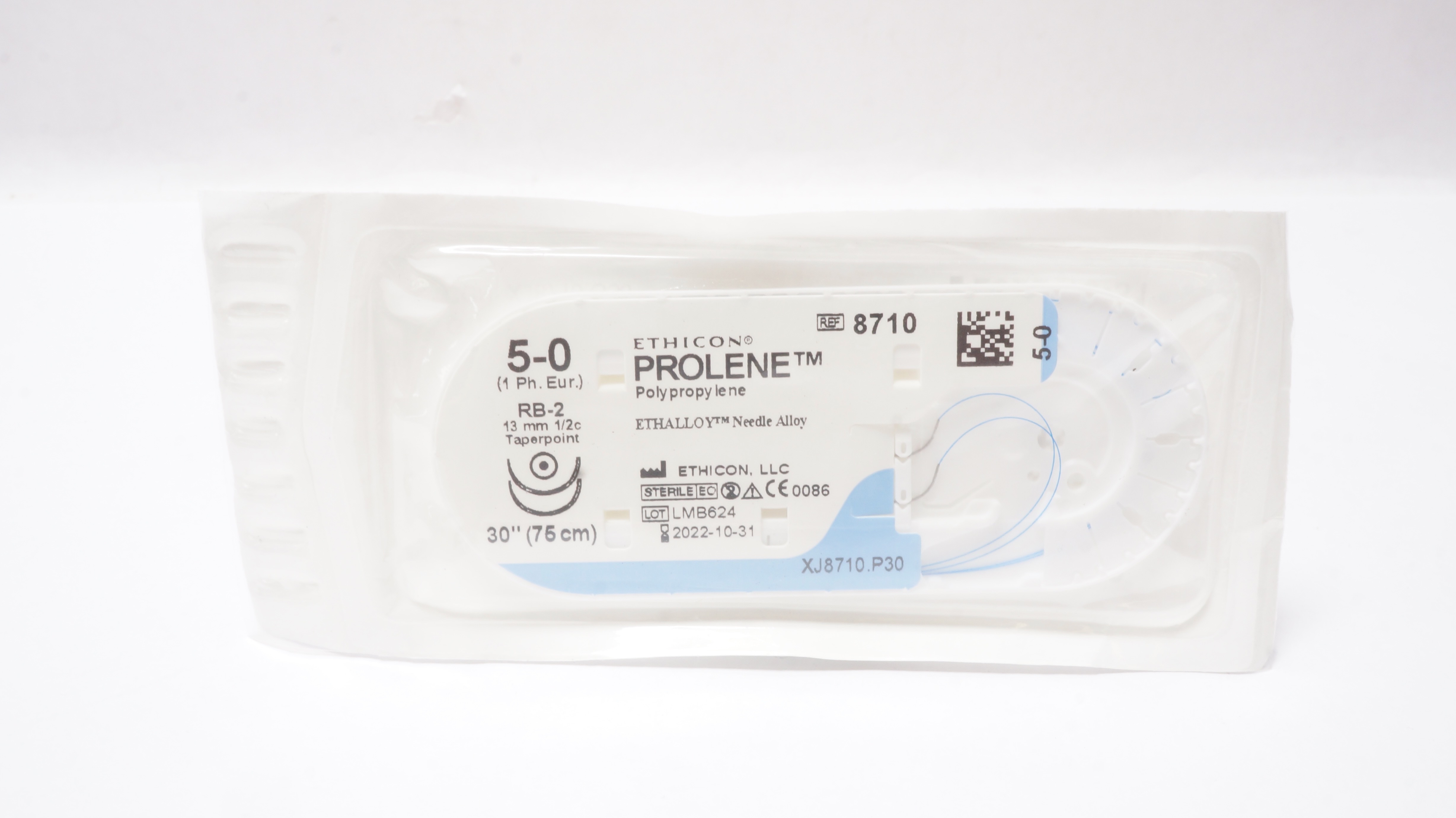 Ethicon 8710 5-0 PROLENE Polypropylene Stre RB-2 13mm 1/2c Taper 30inch (x)