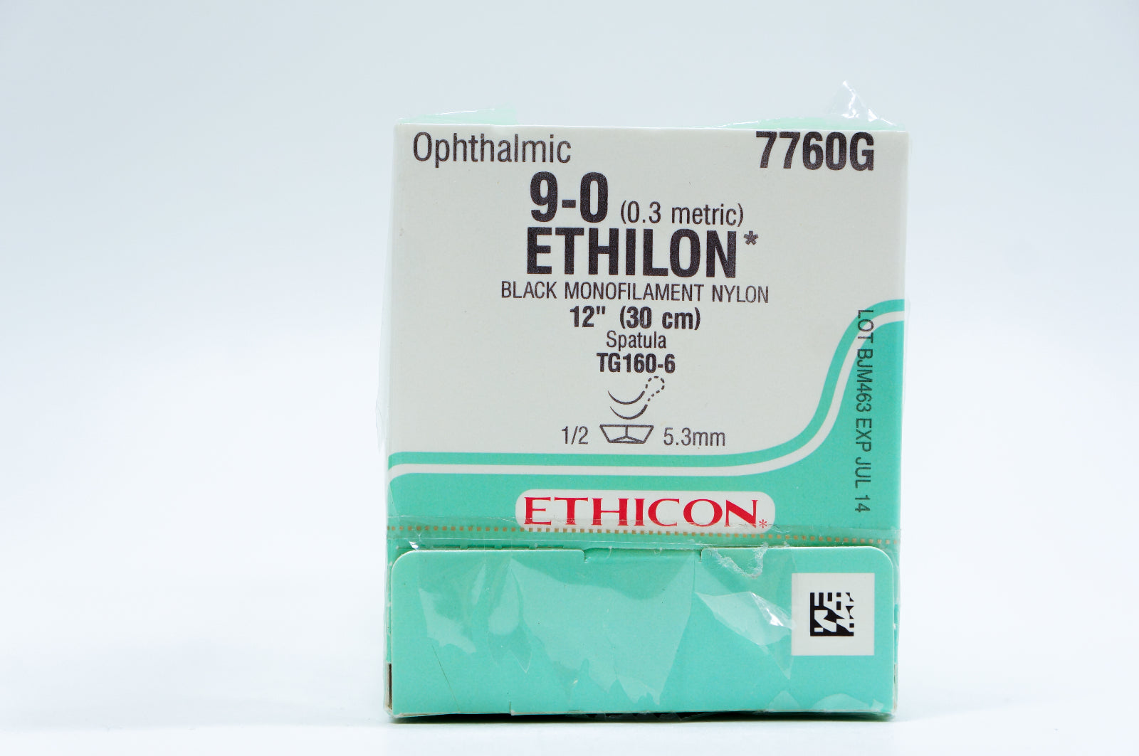 Ethicon 7760G 9-0 ETHILON, TG160-6, 5.3mm 1/2c, 12inch (x) ~ Box of 12